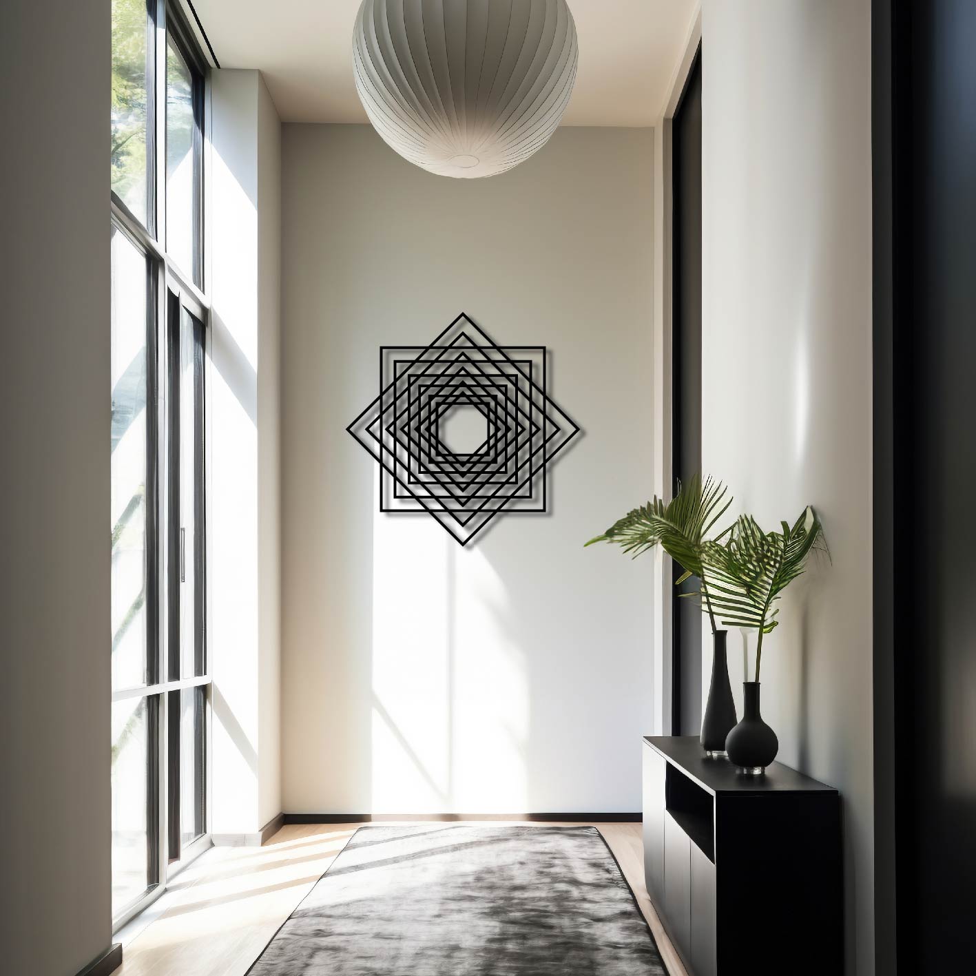 GEOMETRIC SQUARE ILLUSION METAL WALL ART