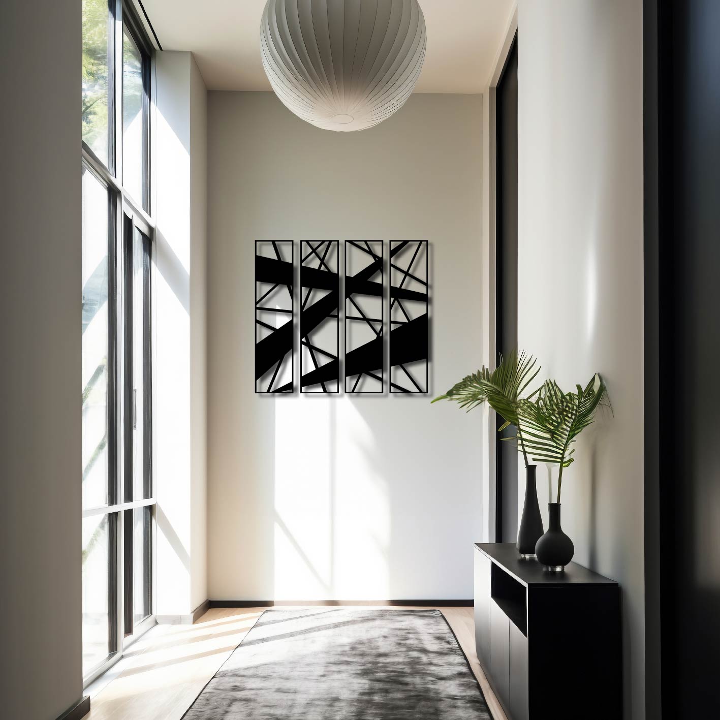 4 PIECE GEOMETRIC LINES METAL WALL ART