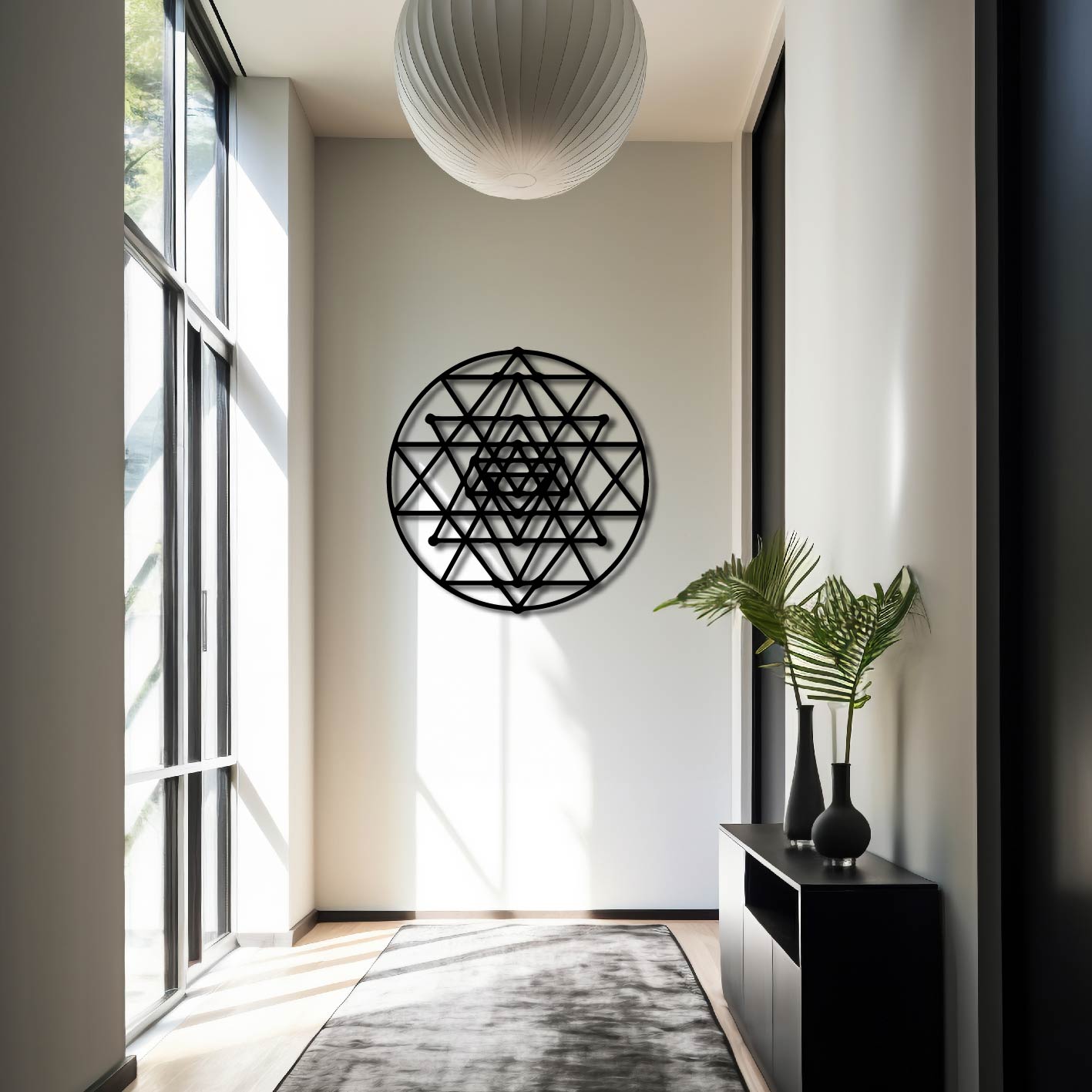 GEOMETRIC TRIANGLES ROUND METAL WALL ART
