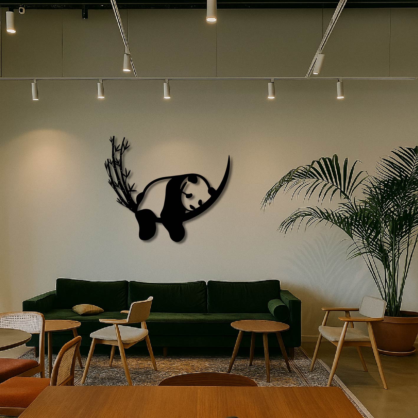 Sleepy Lazy Panda Metal Wall Art Frame