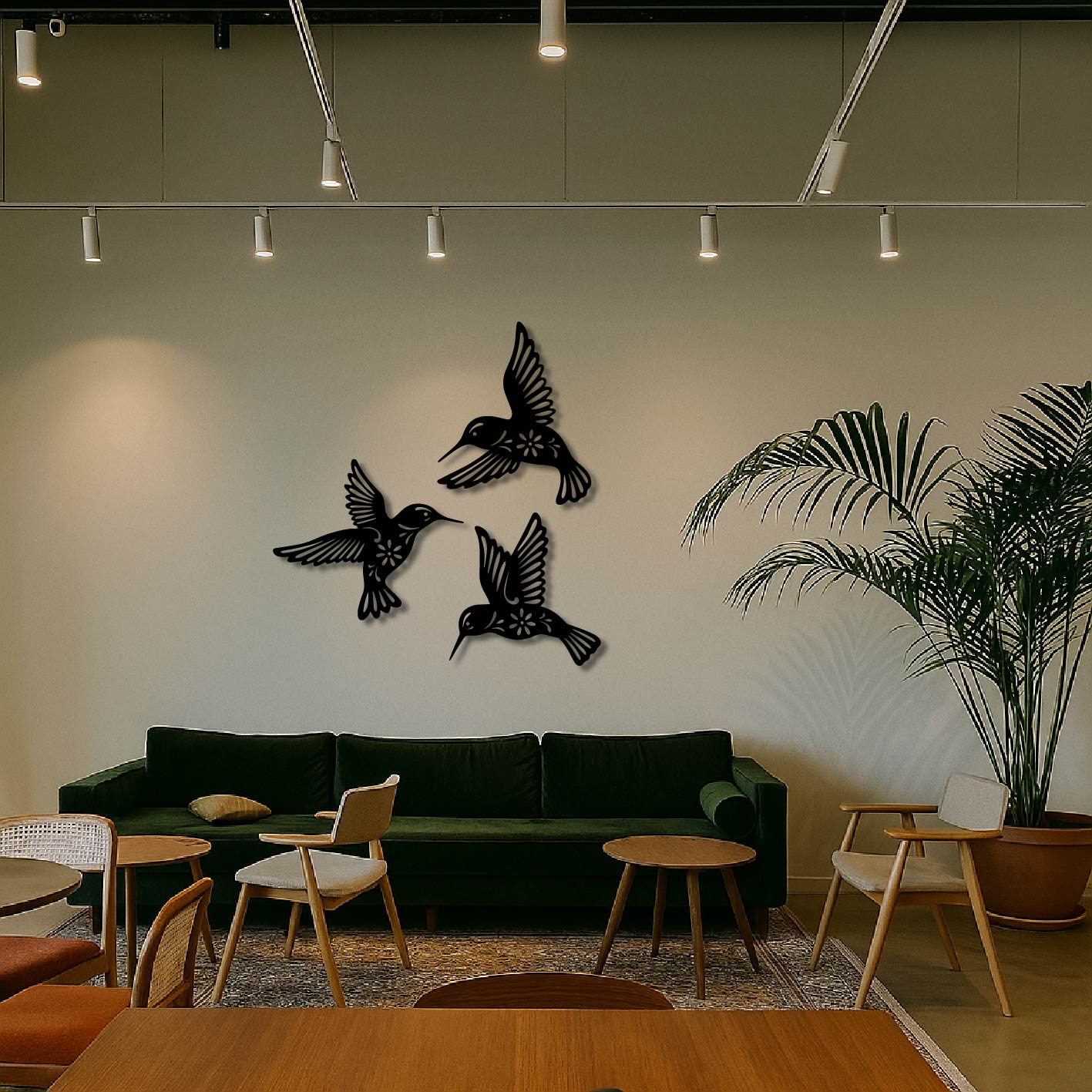 Humming Birds Metal Wall Art Frame (Set Of 3)