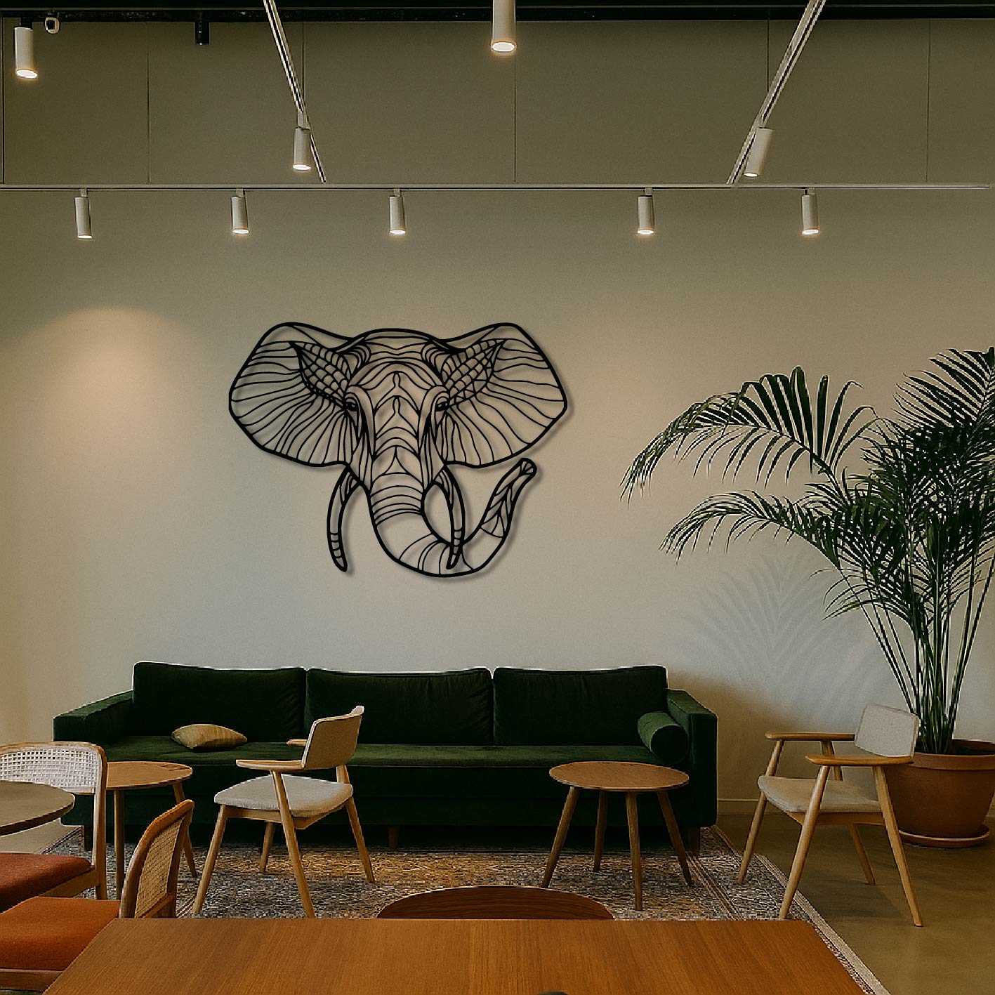 Elephant Front Textured Metal Wall Art Frame