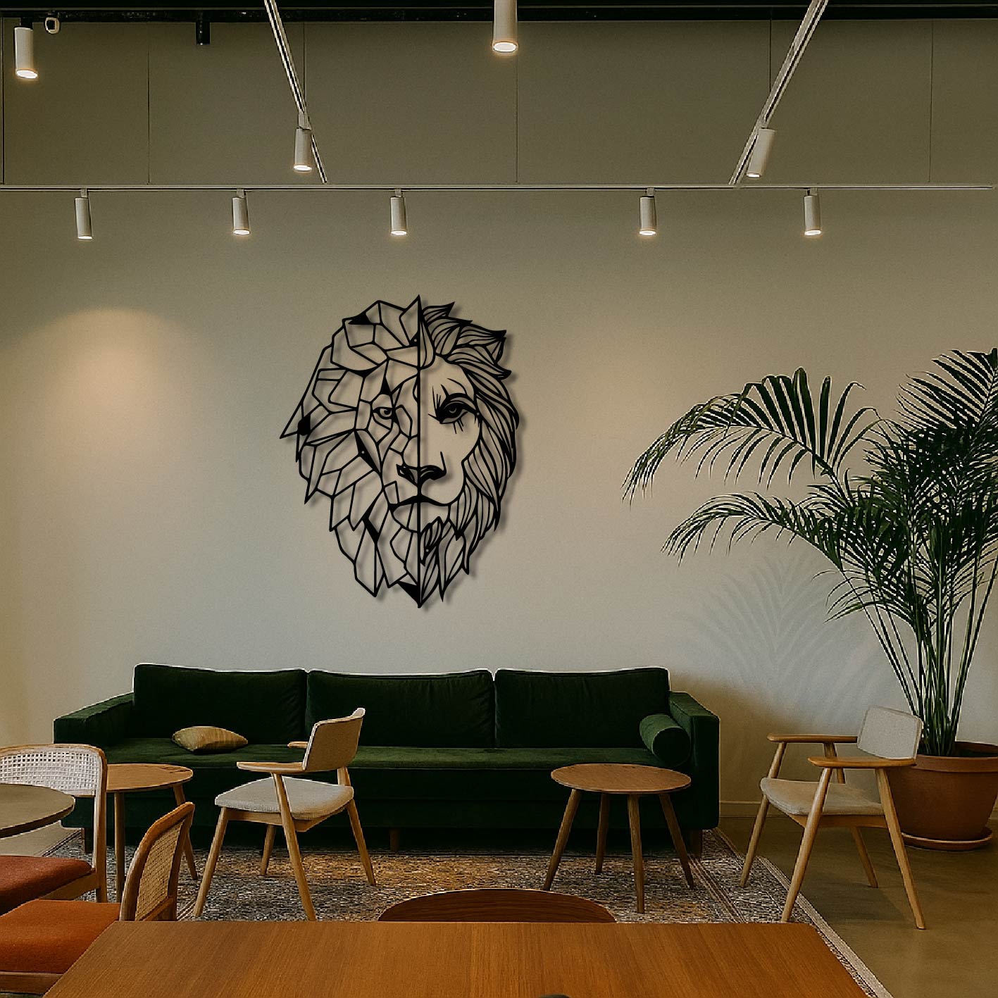 Lion Split Design Metal Wall Art Frame
