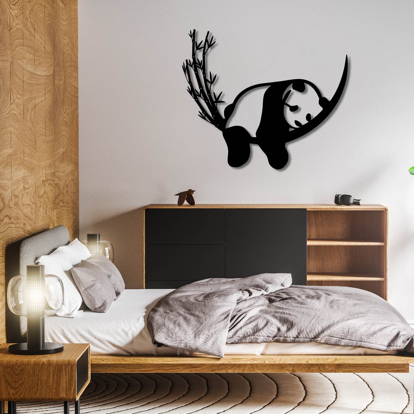 Sleepy Lazy Panda Metal Wall Art Frame