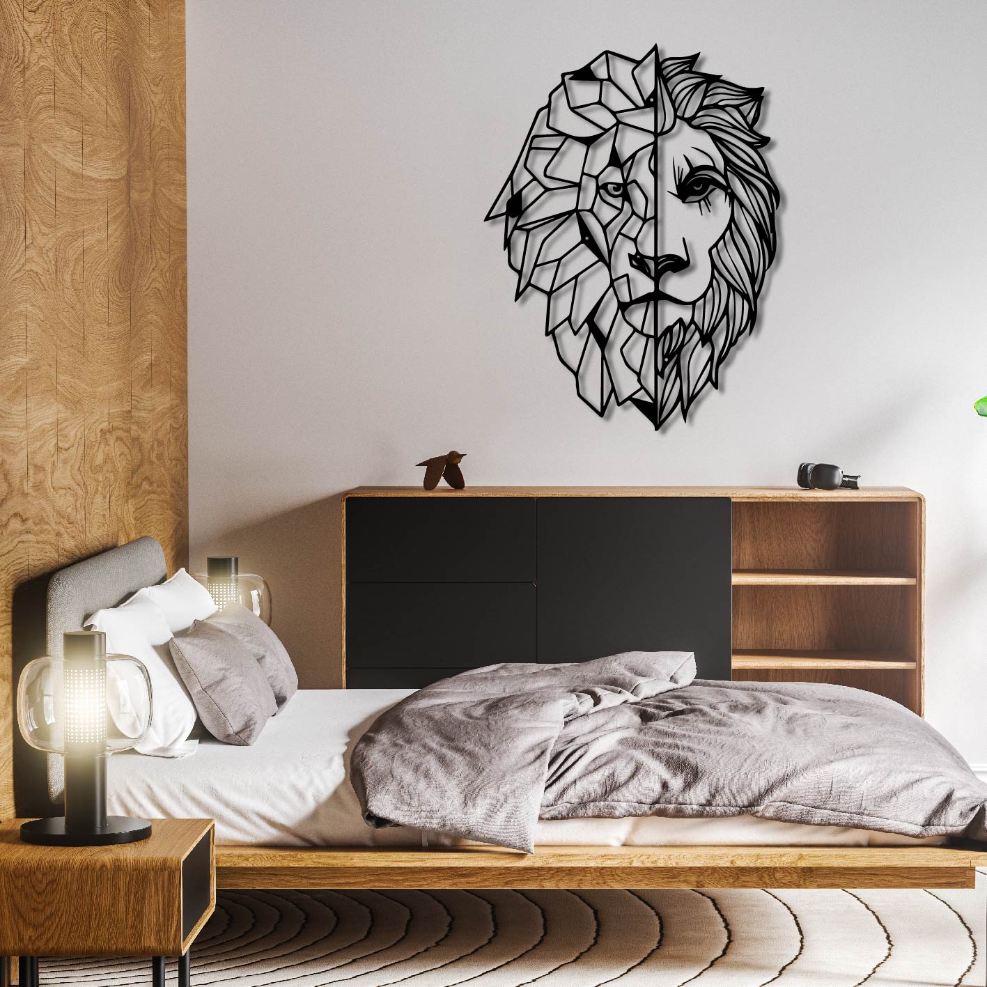 Lion Split Design Metal Wall Art Frame