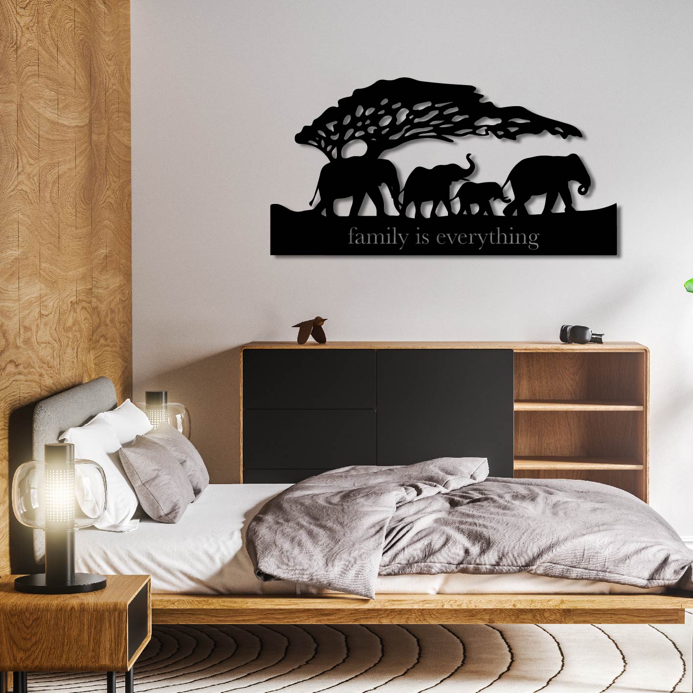Elephants "Family Is Everything" Metal Wall Art Frame