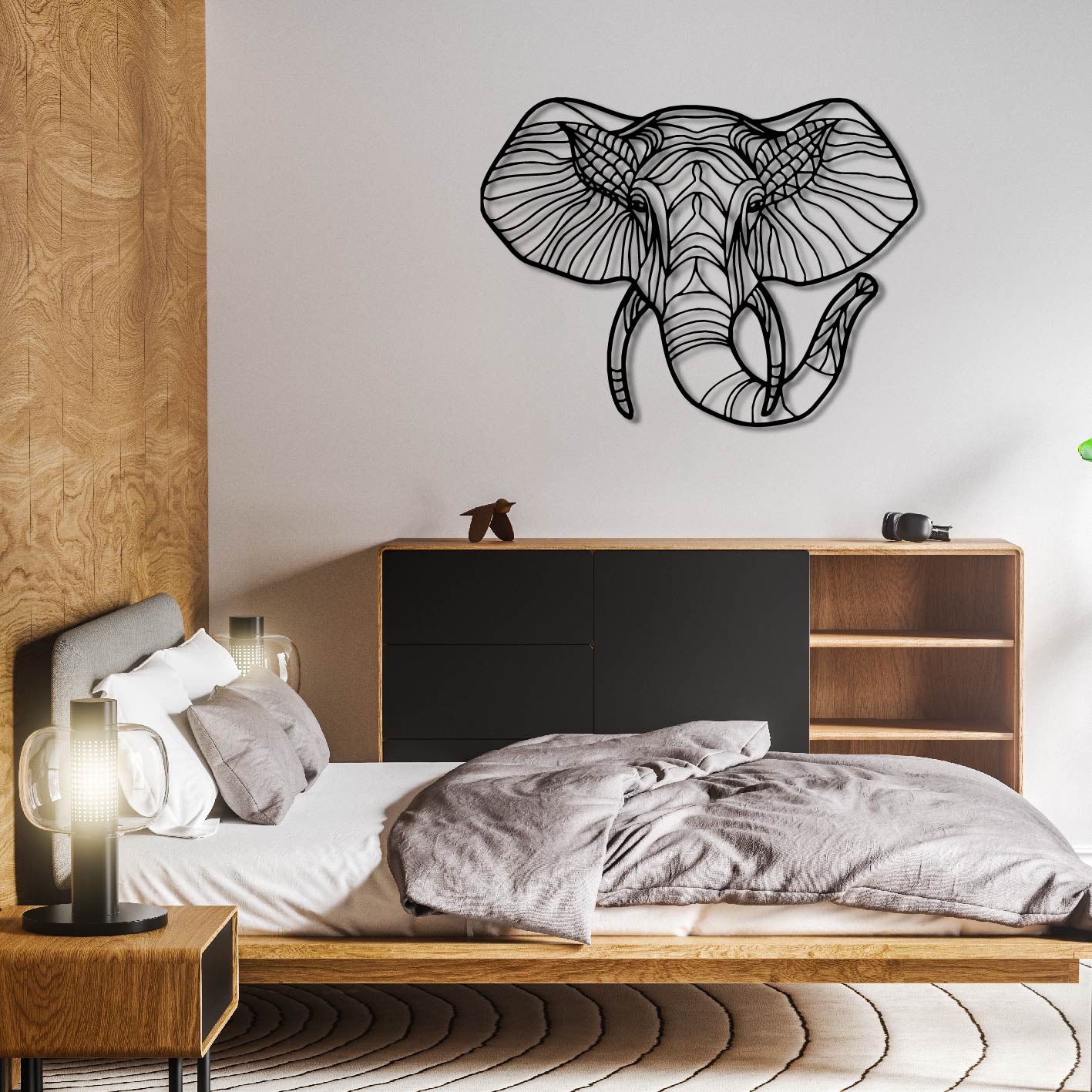 Elephant Front Textured Metal Wall Art Frame