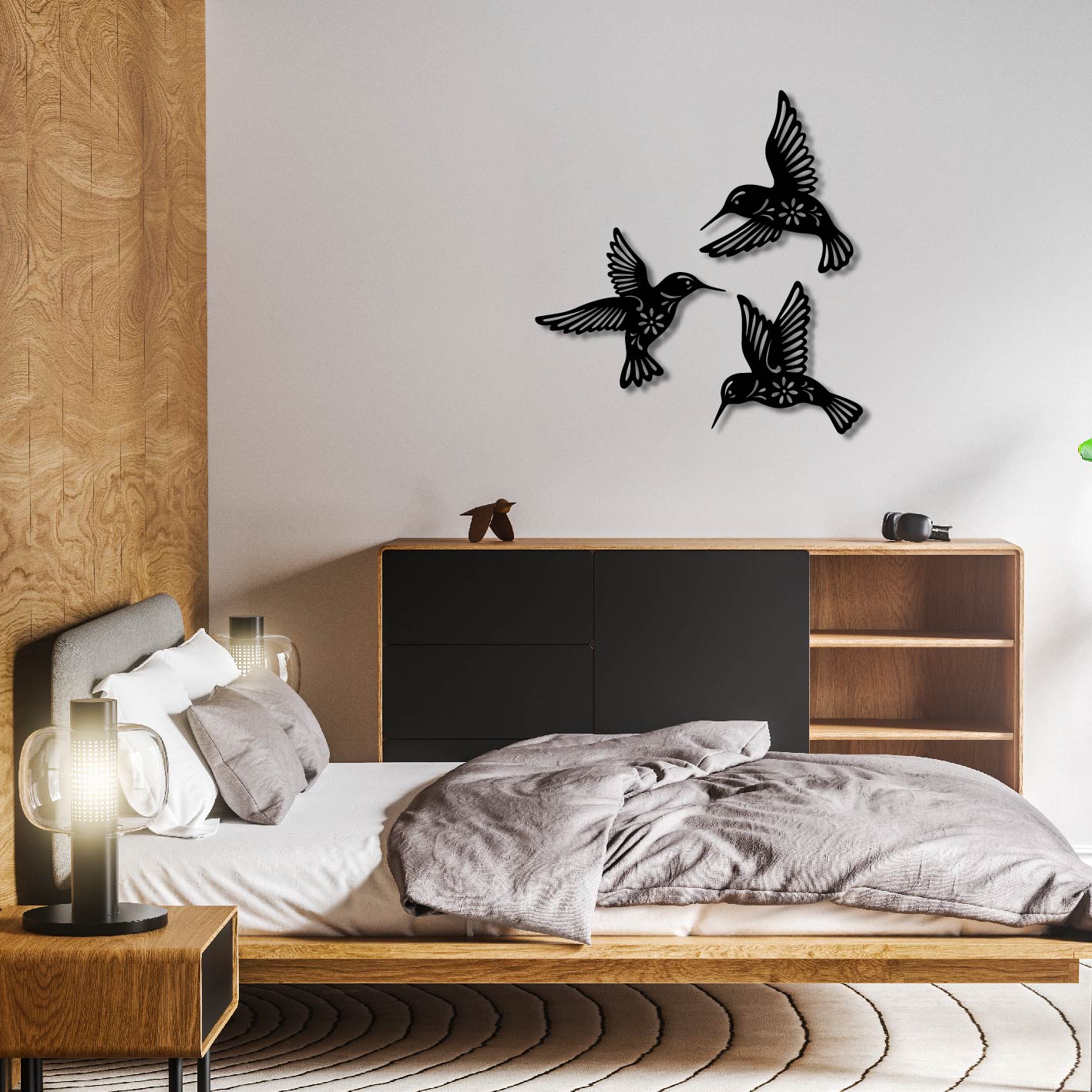 Humming Birds Metal Wall Art Frame (Set Of 3)