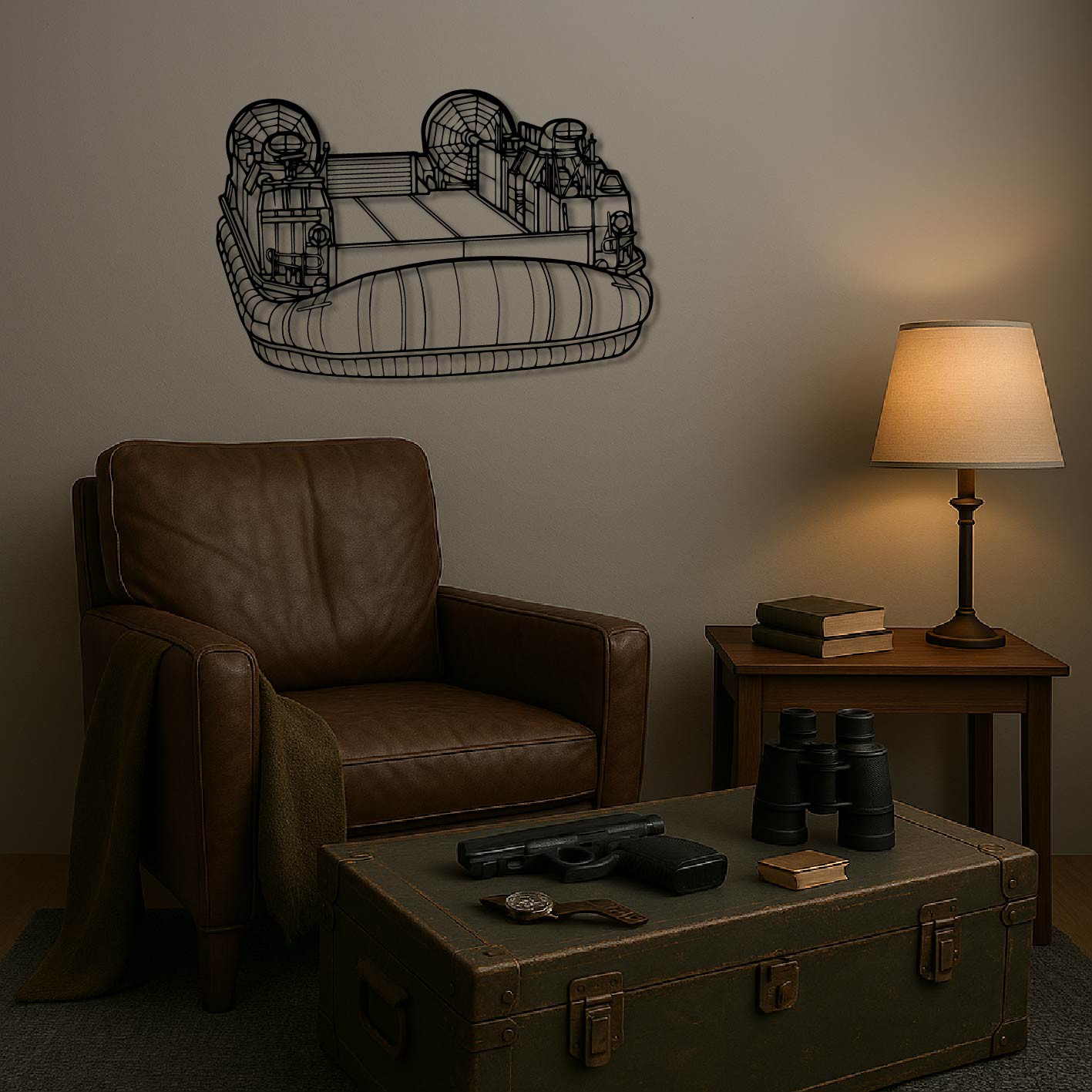 LANDING CRAFT AIR CUSHION PERSPECTIVE METAL WALL ART