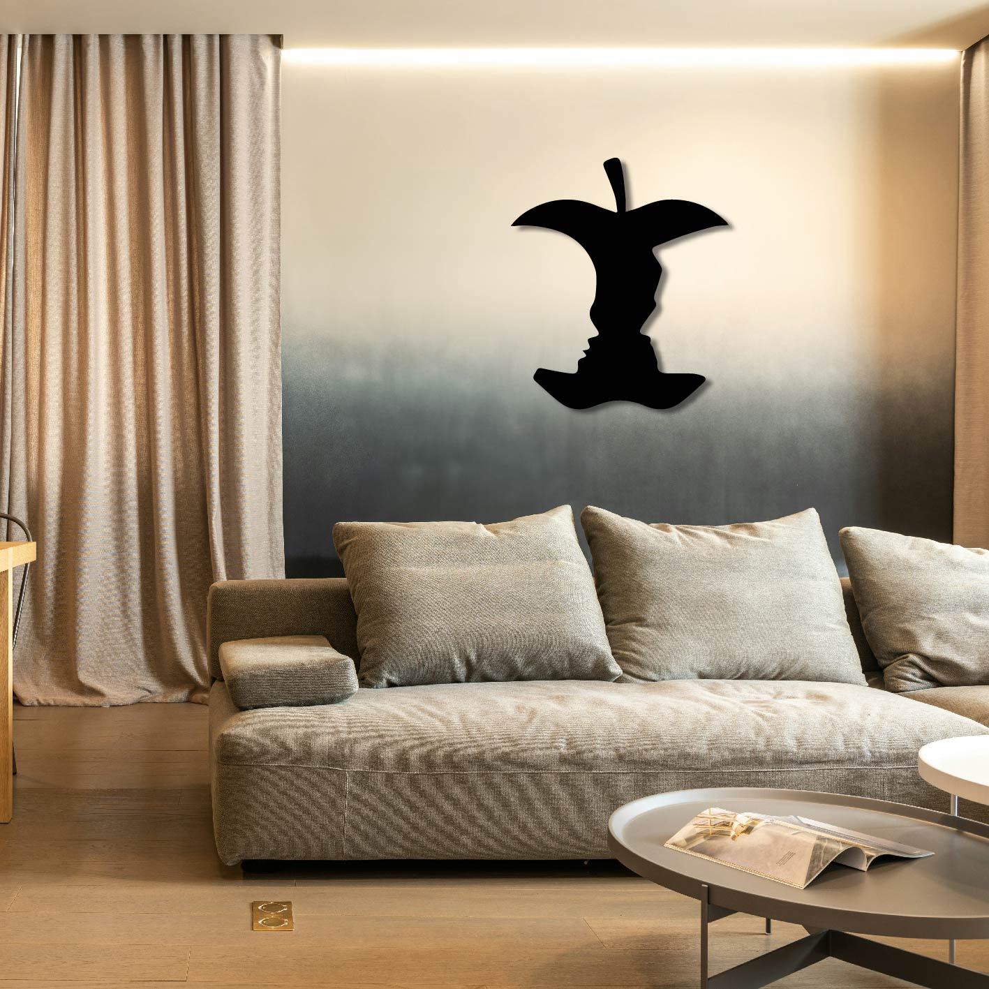 COUPLE IN APPLE METAL WALL ART
