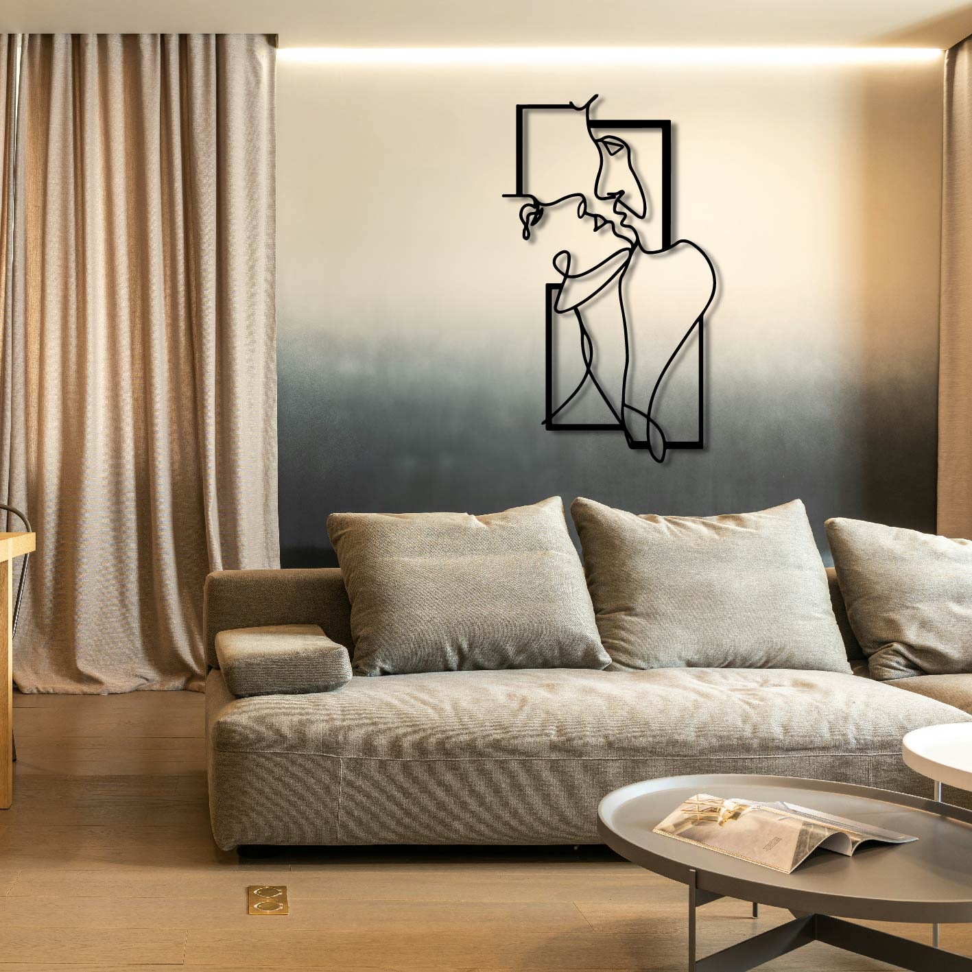 COUPLE LINES FRAME METAL WALL ART