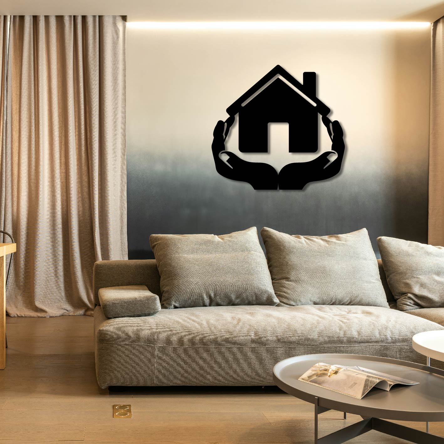HOUSE IN HANDS METAL WALL ART