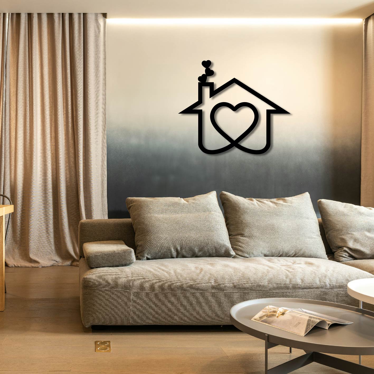 HOUSE HEART ICON METAL WALL ART