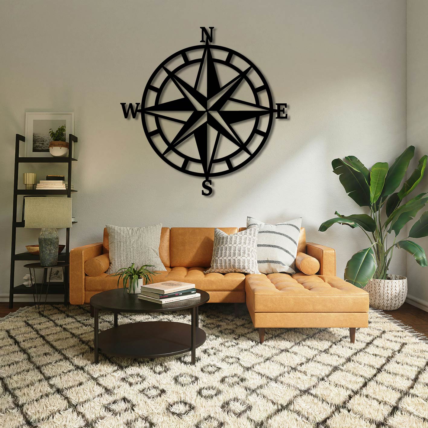 SIMPLE NAUTICAL COMPASS METAL WALL ART