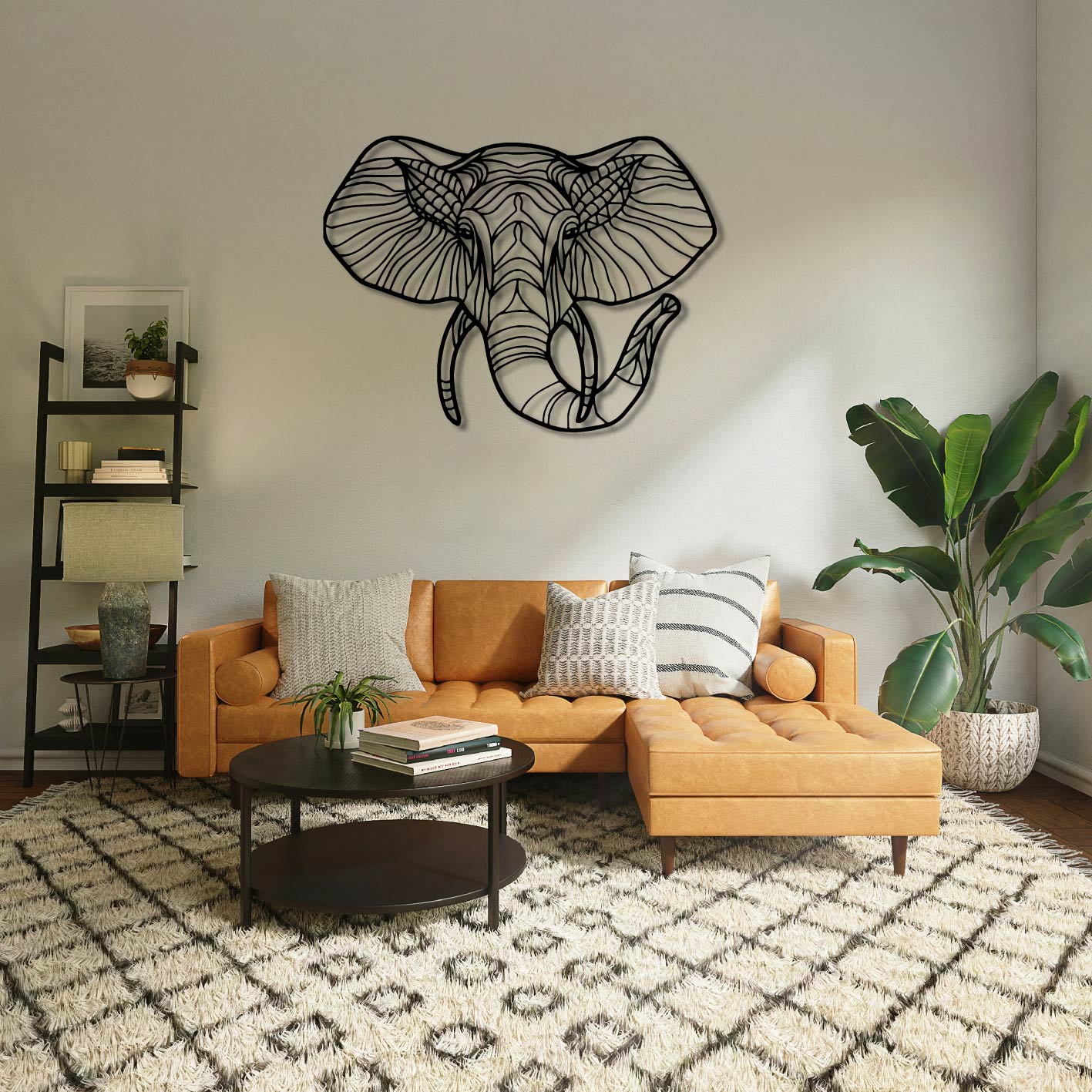 Elephant Front Textured Metal Wall Art Frame