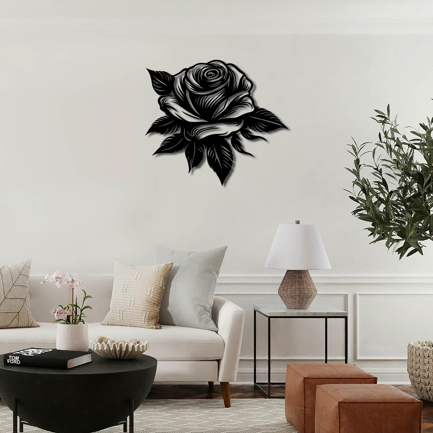 TEXTURED ROSE METAL WALL ART