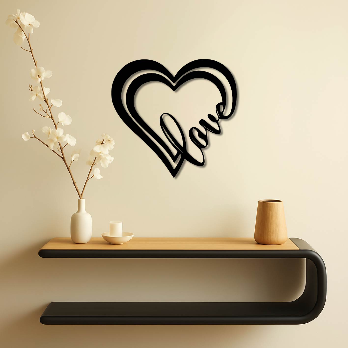 HEARTS LOVE METAL WALL ART