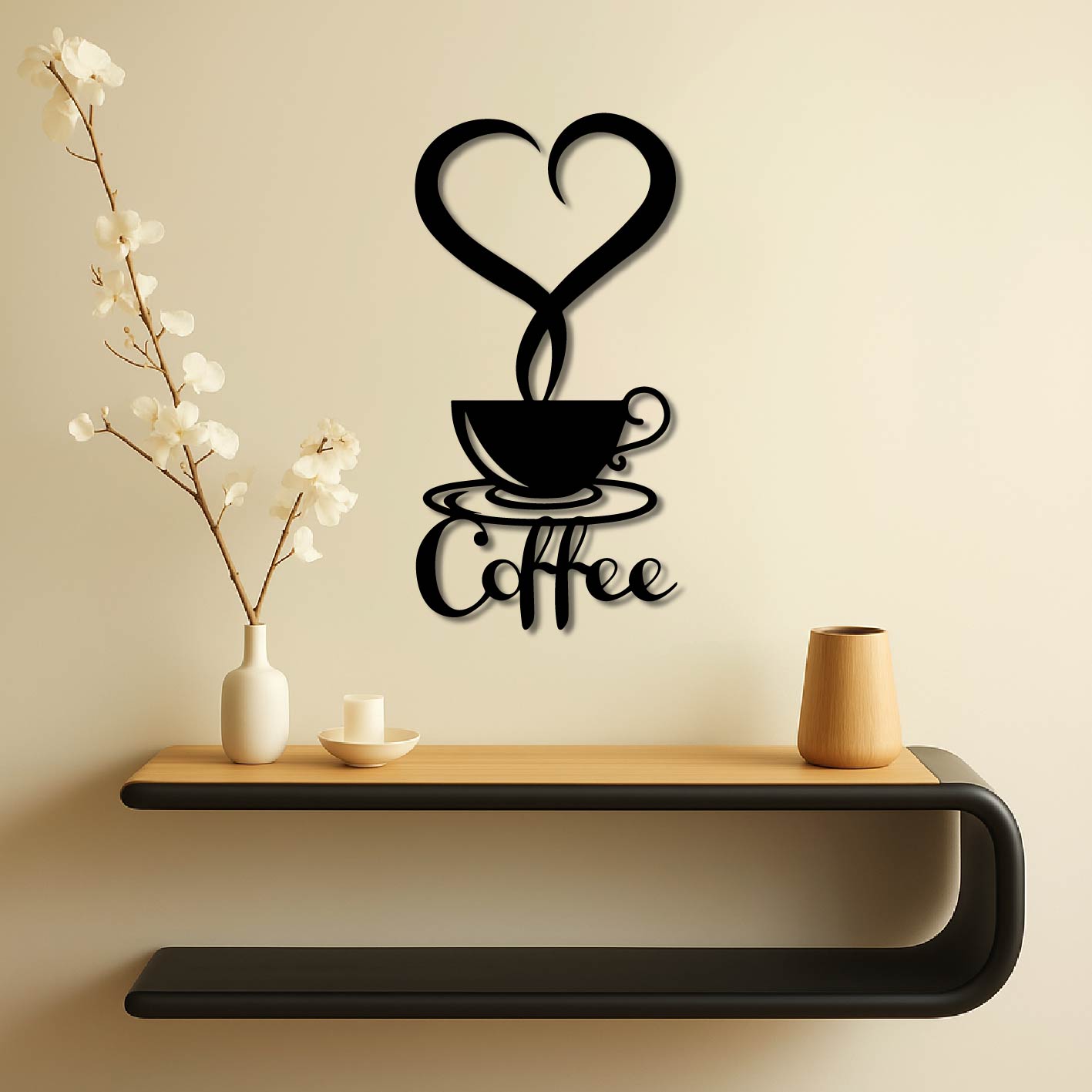 COFFEE HEART METAL WALL ART