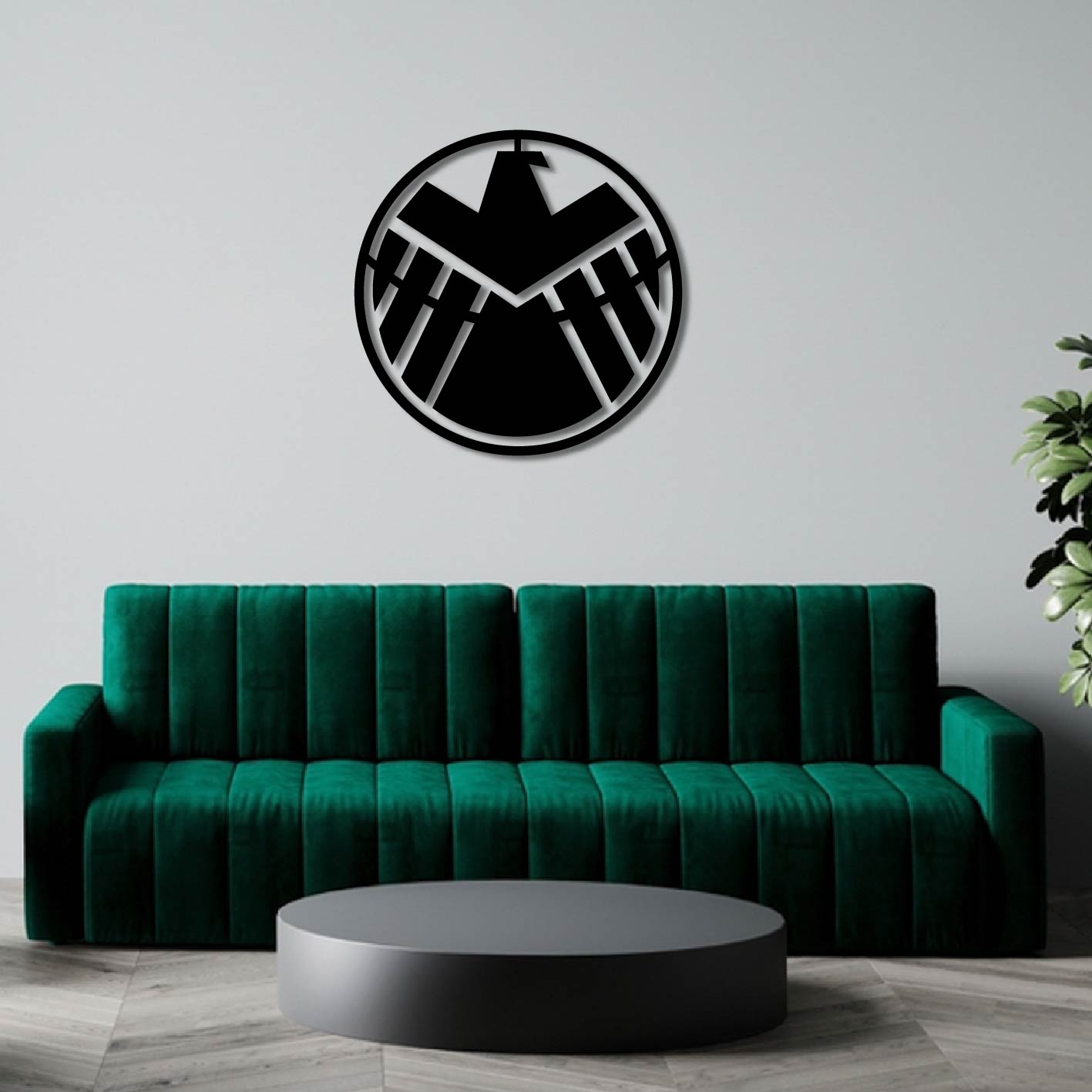 SHIELD LOGO ROUND METAL WALL ART