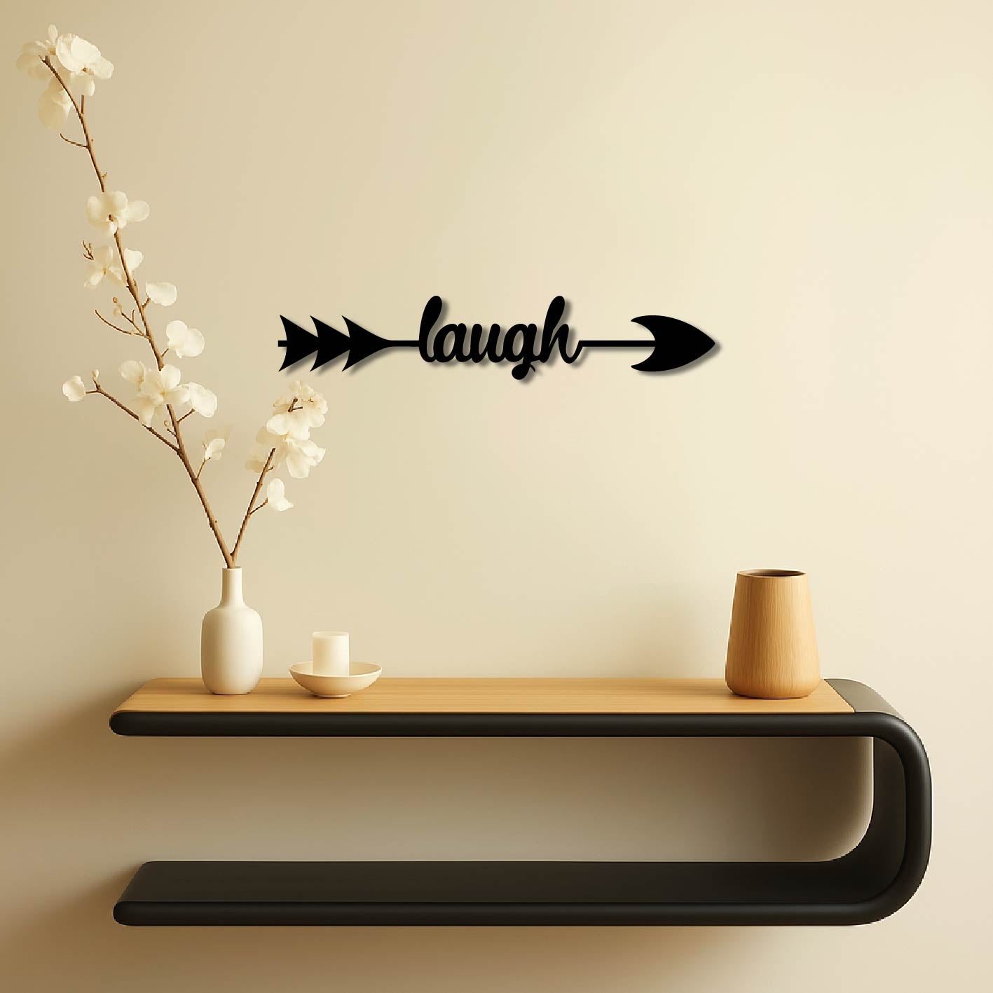 LAUGH ARROW SIGN METAL WALL ART