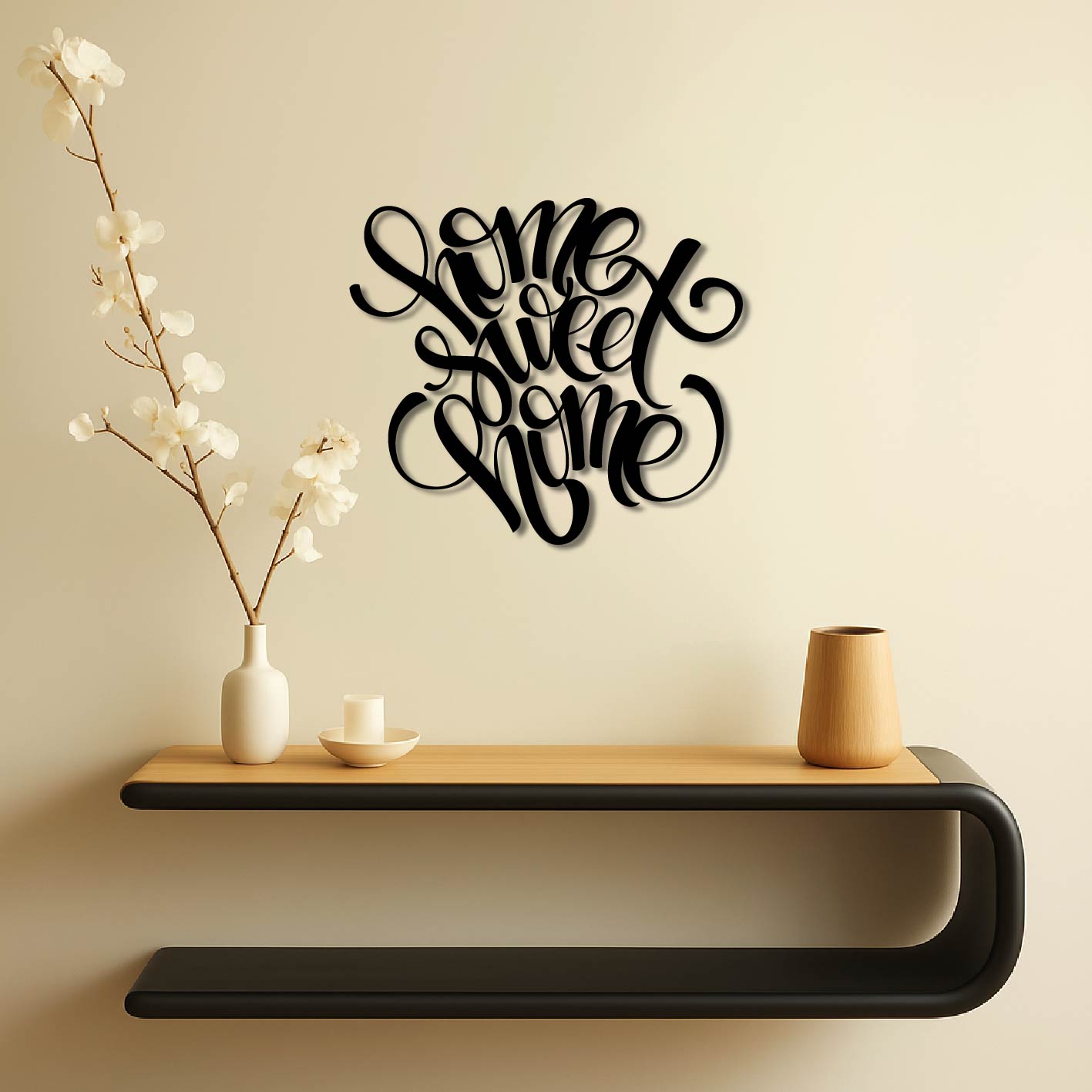 HOME SWEET HOME SCRIPT METAL WALL ART
