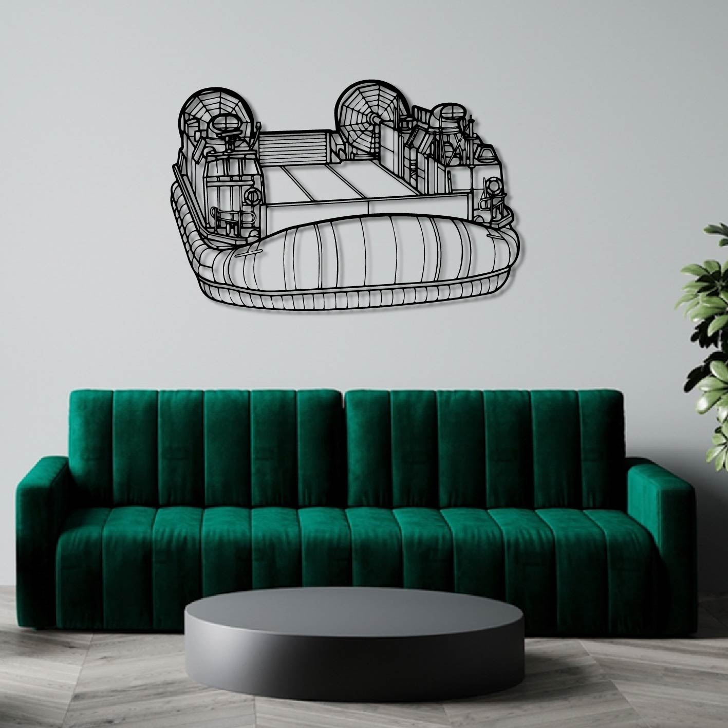 LANDING CRAFT AIR CUSHION PERSPECTIVE METAL WALL ART