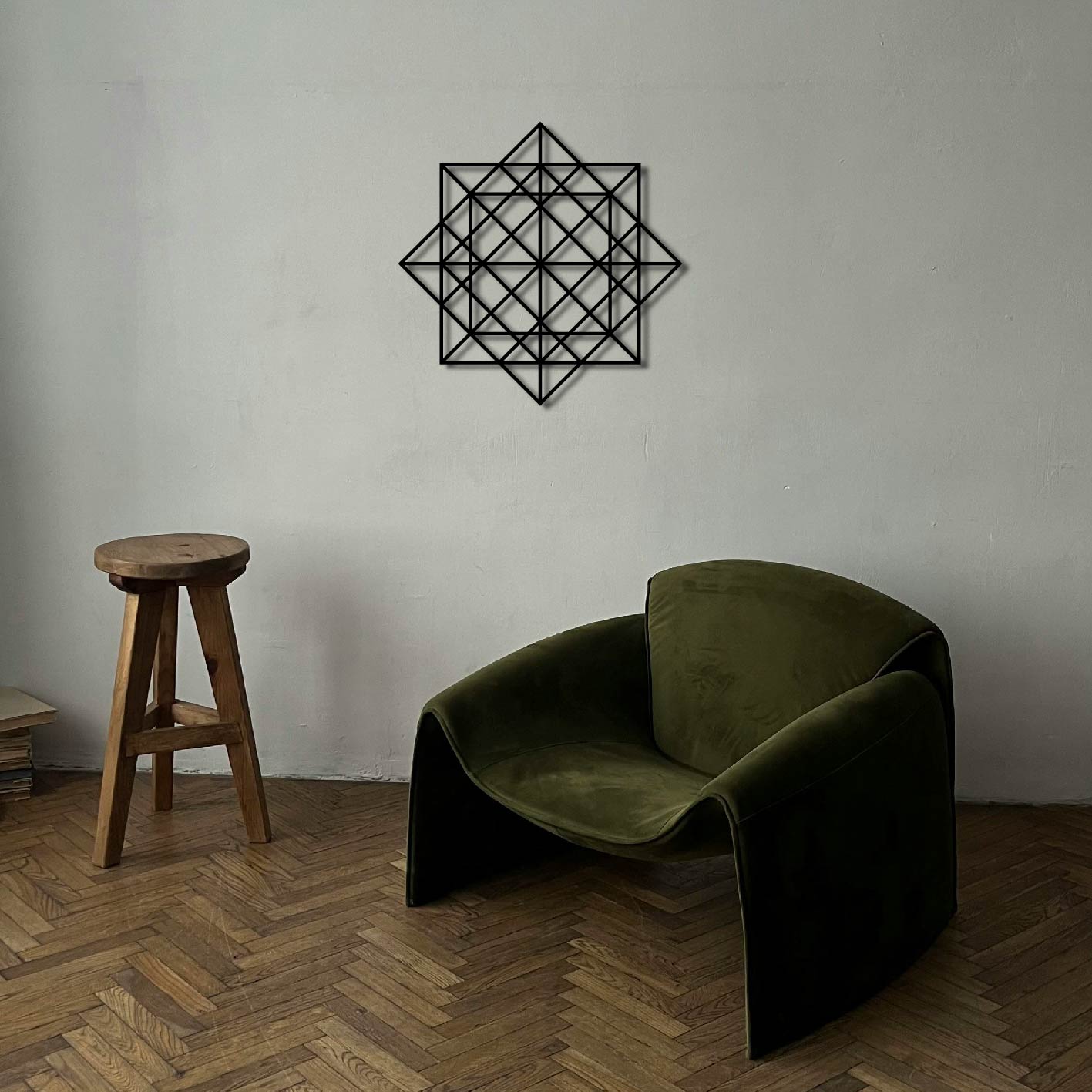 GEOMETRIC SQUARES METAL WALL ART