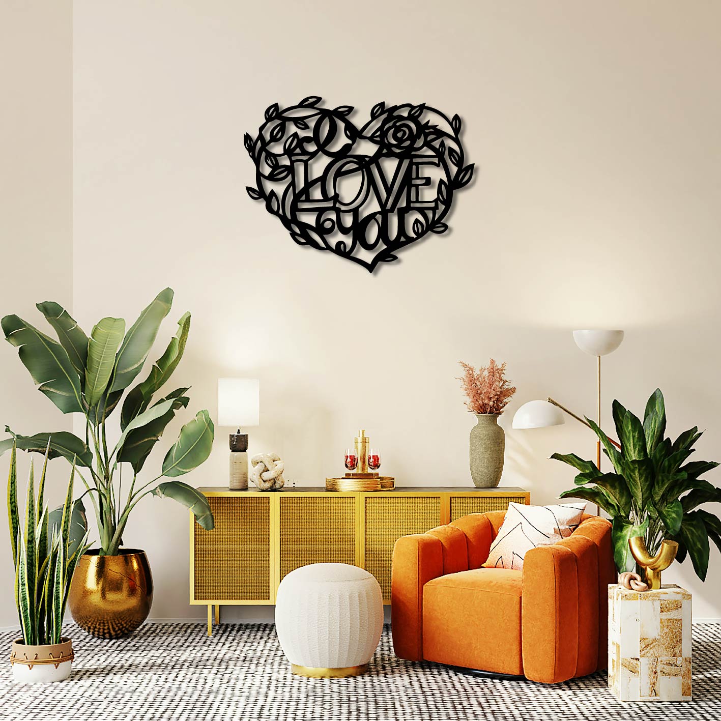 I LOVE YOU HEART METAL WALL ART