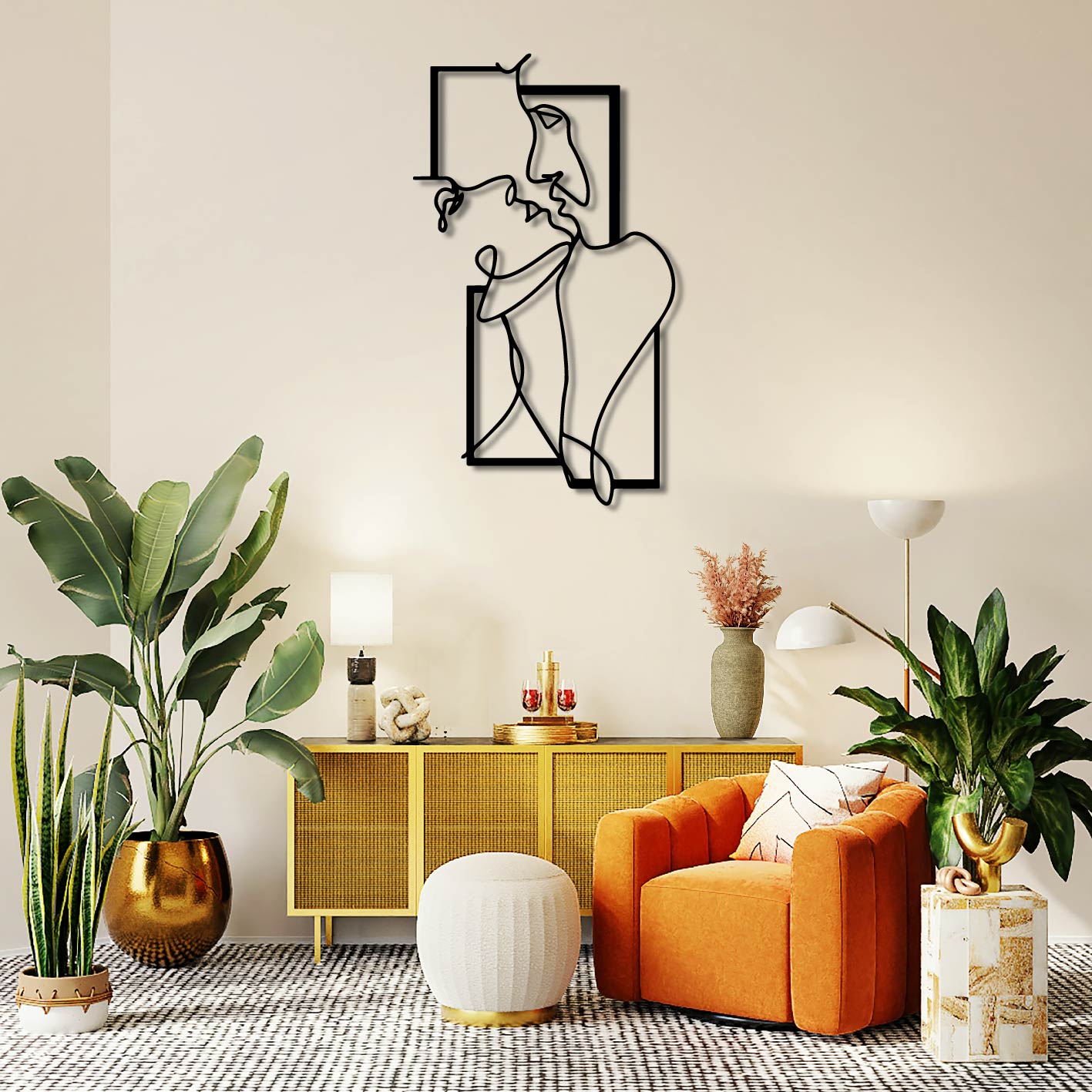 COUPLE LINES FRAME METAL WALL ART