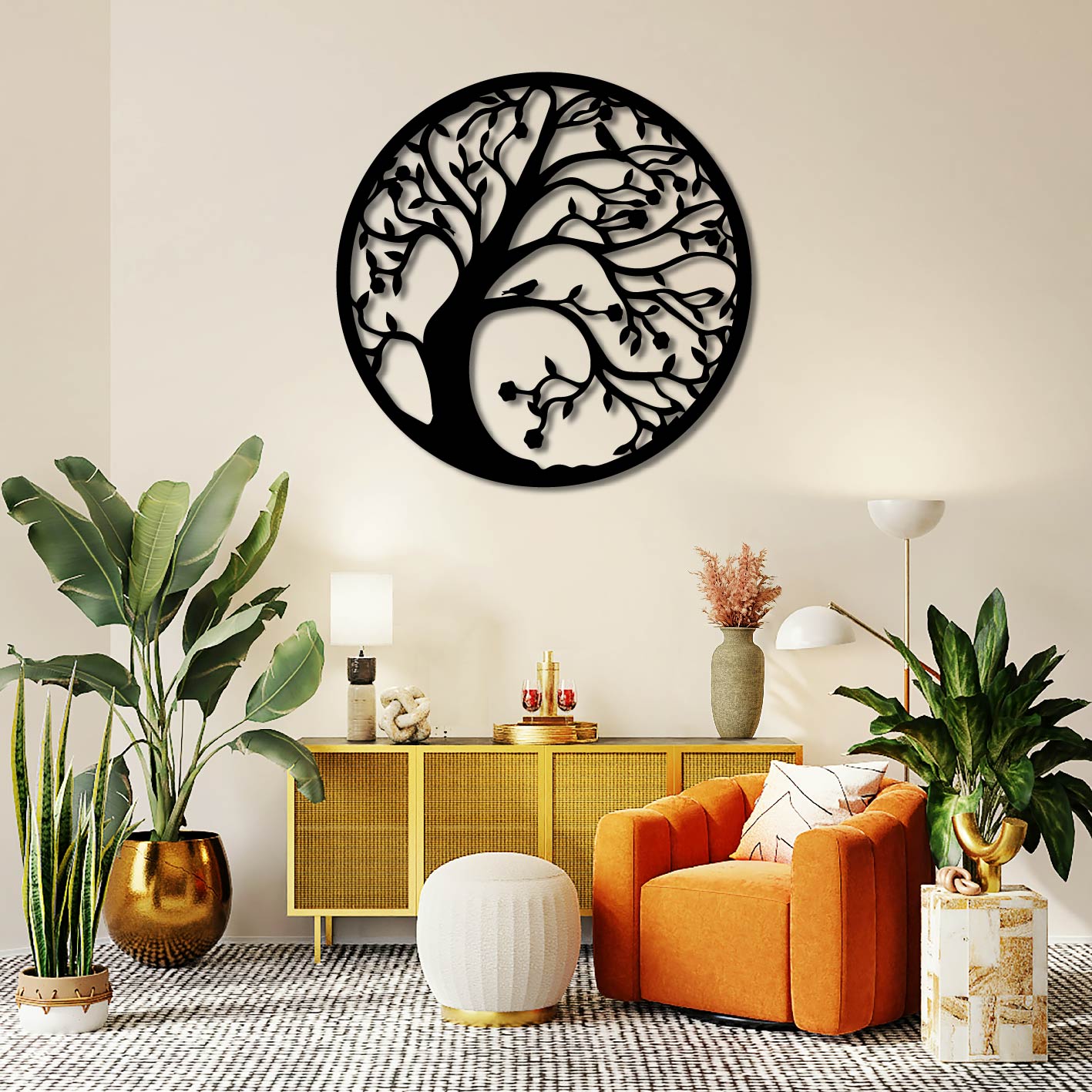 TREE OF LIFE WITH BIRDS METAL WALL ART