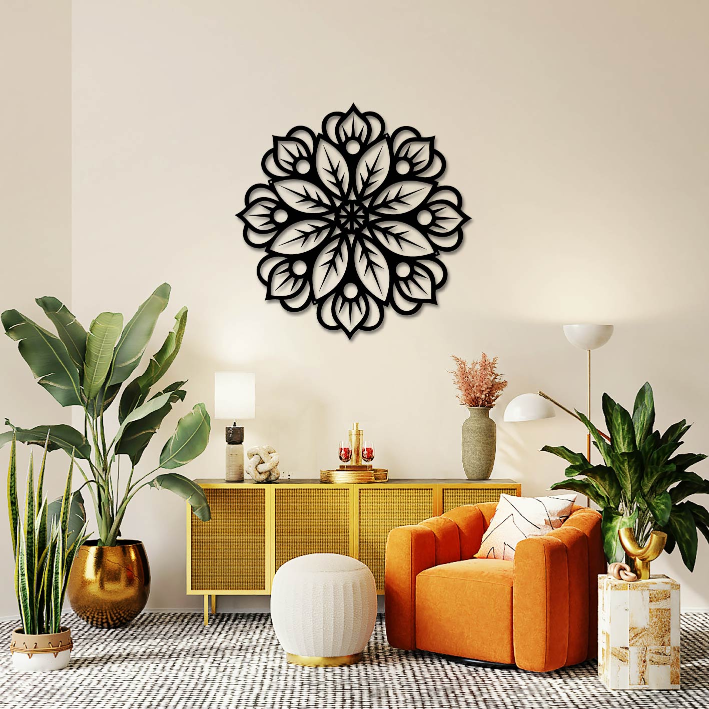 FLORAL MANDALA METAL WALL ART