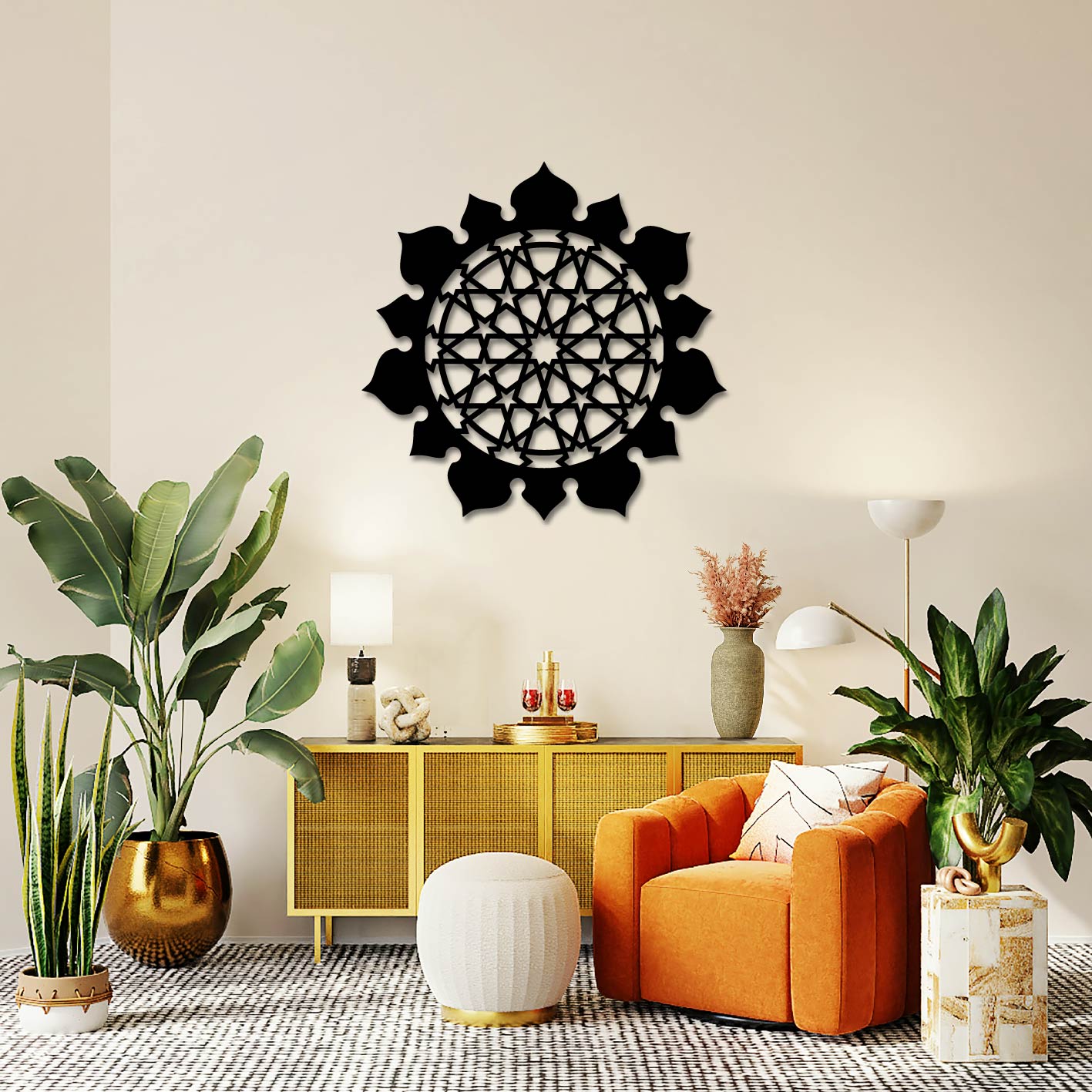 ISLAMIC GEOMETRIC SUN METAL WALL ART