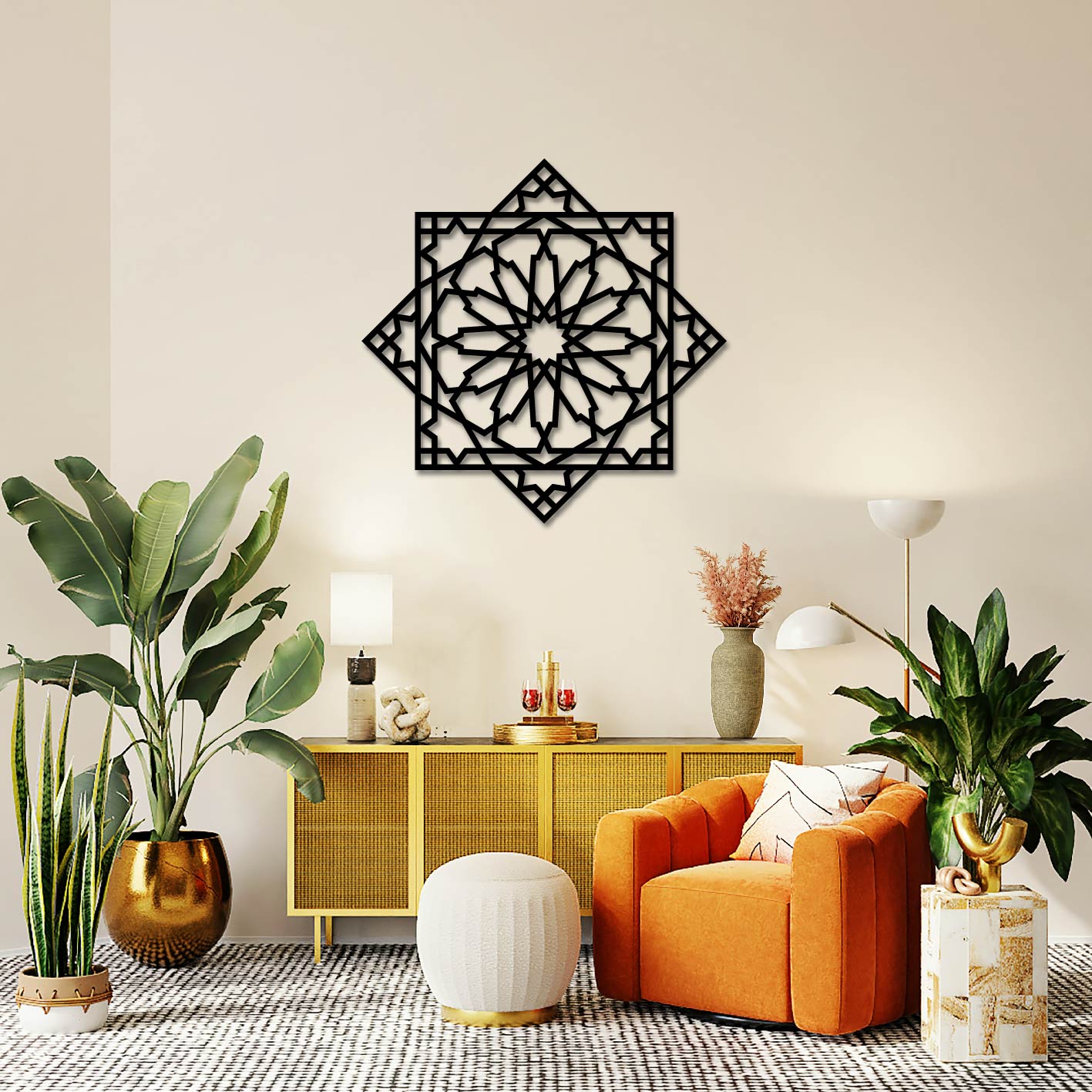 ISLAMIC GEOMETRIC 8 POINT STAR METAL WALL ART