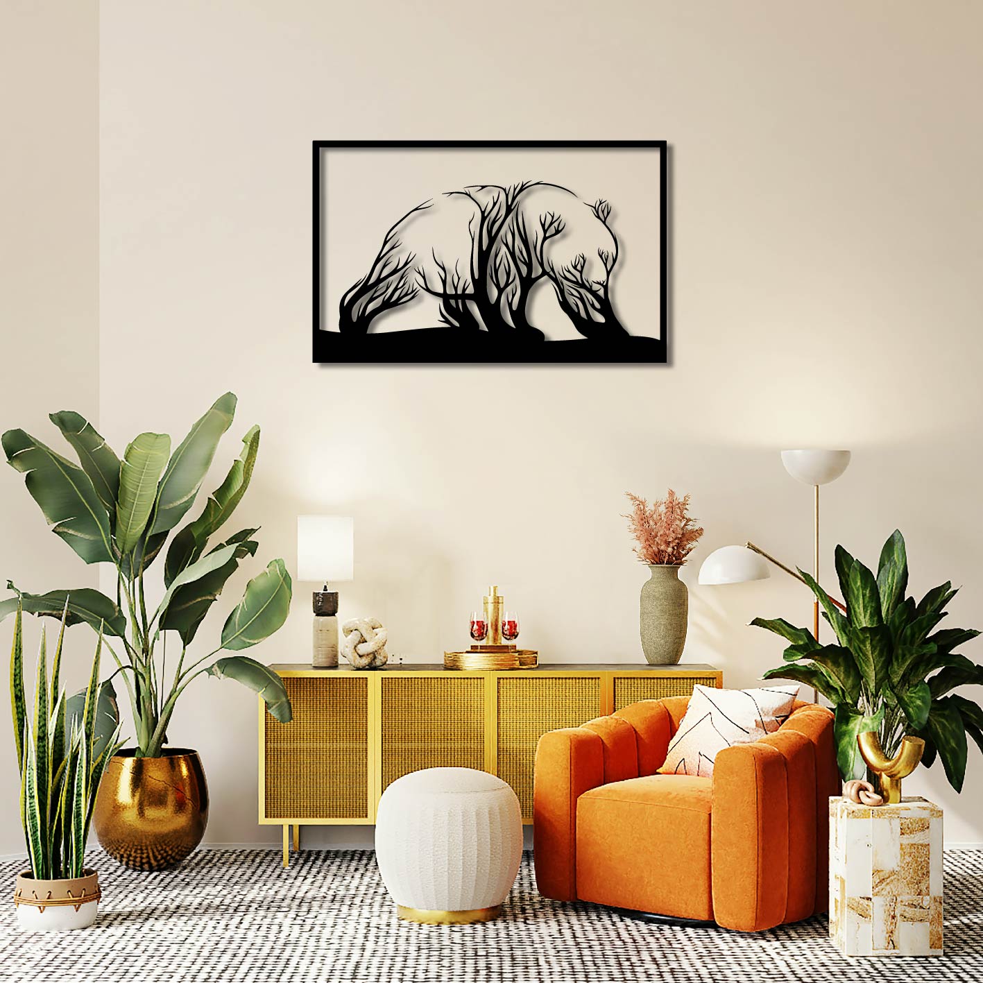 BEAR TREE METAL WALL ART