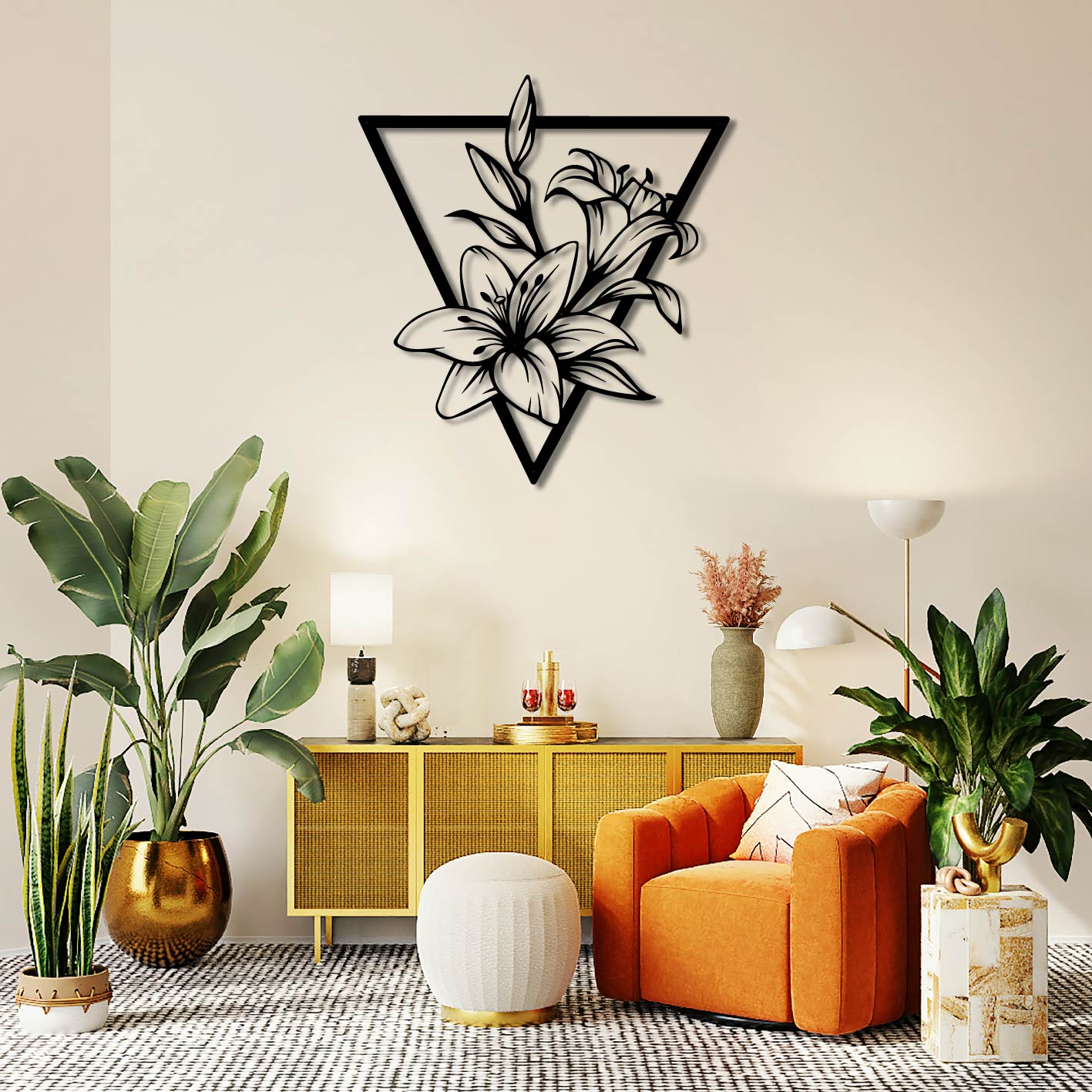 Flowers Metal Wall Art Frame