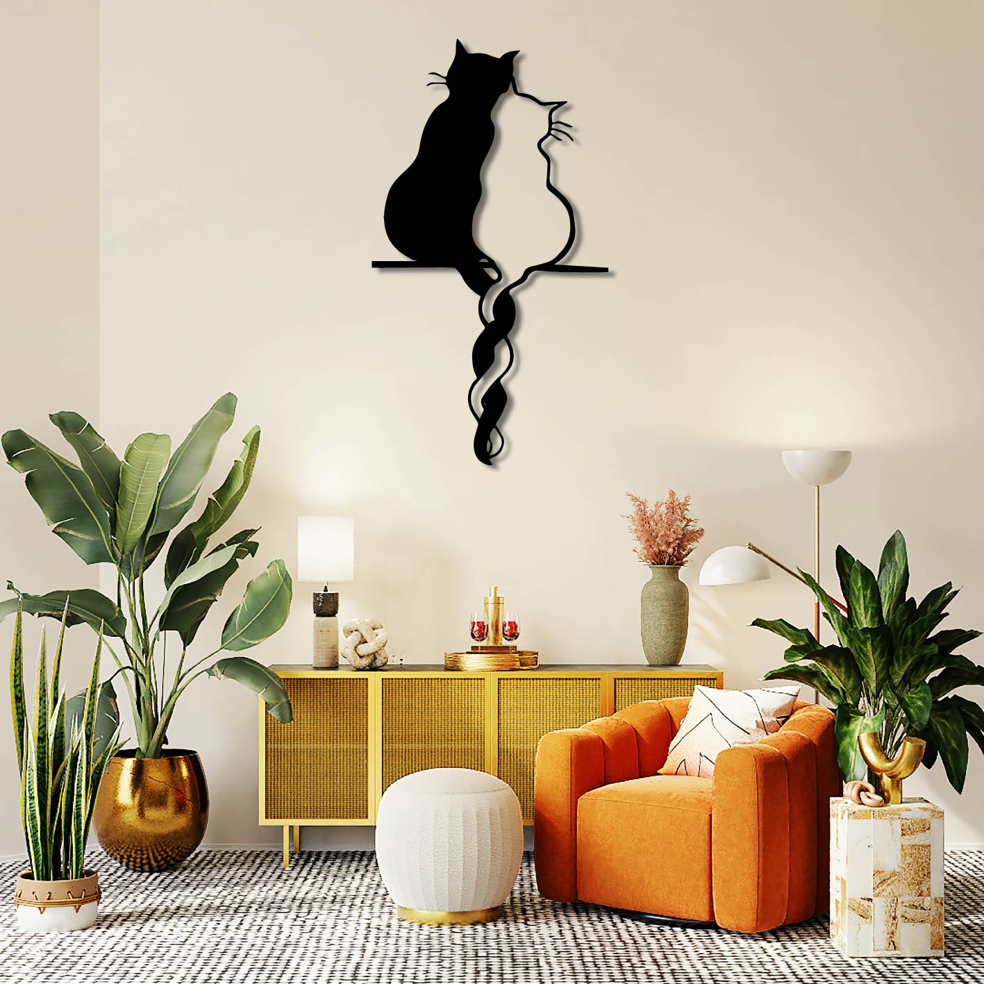 Cats In Love Metal Wall Art Frame