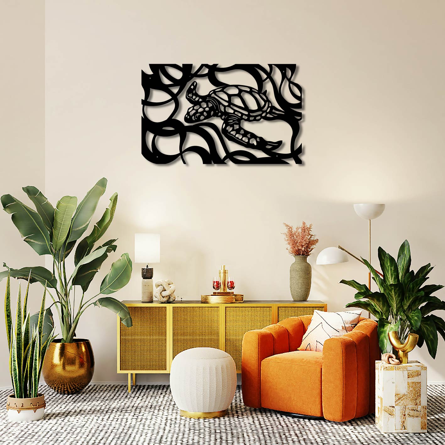 Just Keep Swimming - Turtle Metal Wall Art Frame