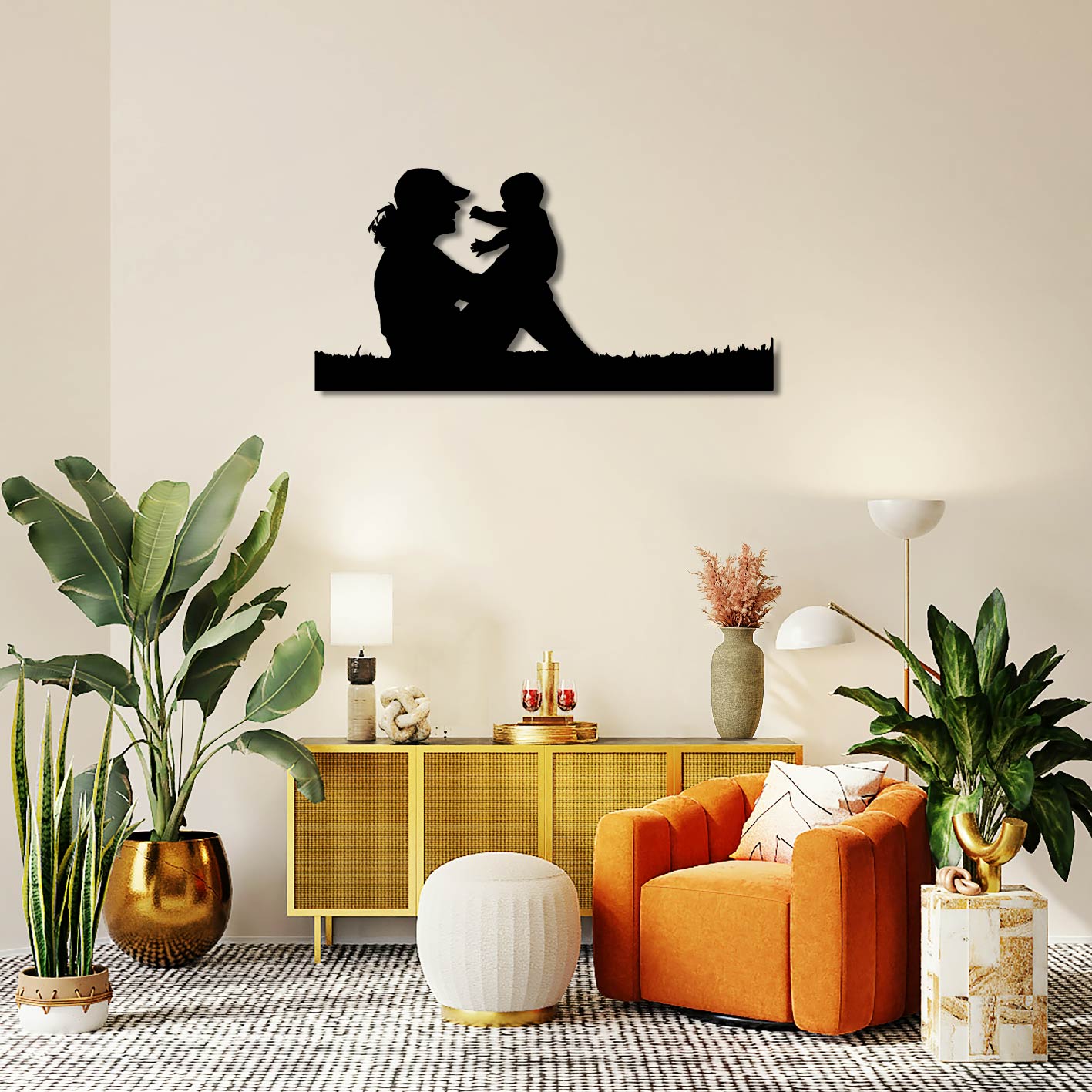 MOTHER AND BABY METAL WALL ART