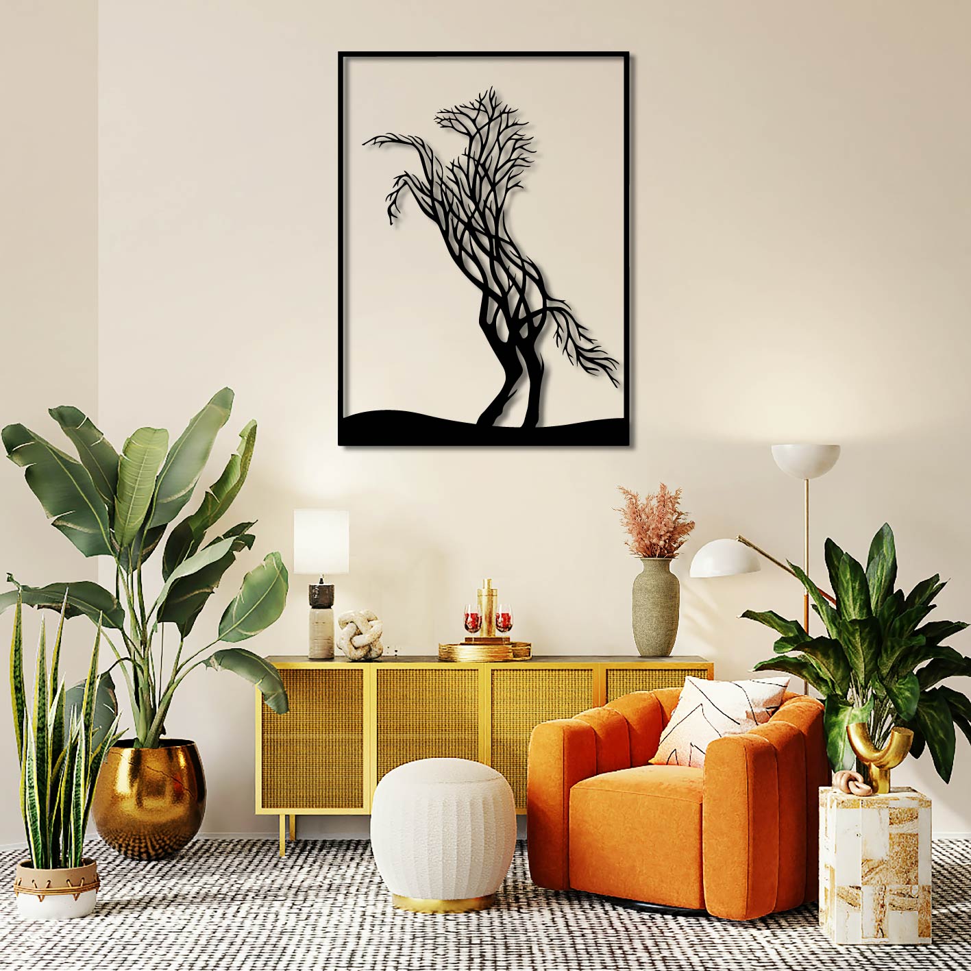 HORSE TREE METAL WALL ART