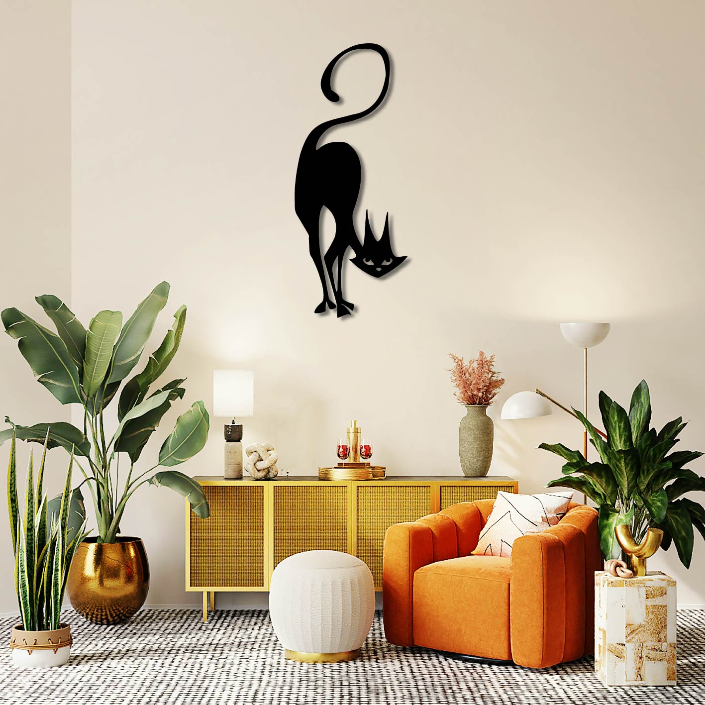 Mischievous Cat (Cartoon Cat) Metal Wall Art Frame