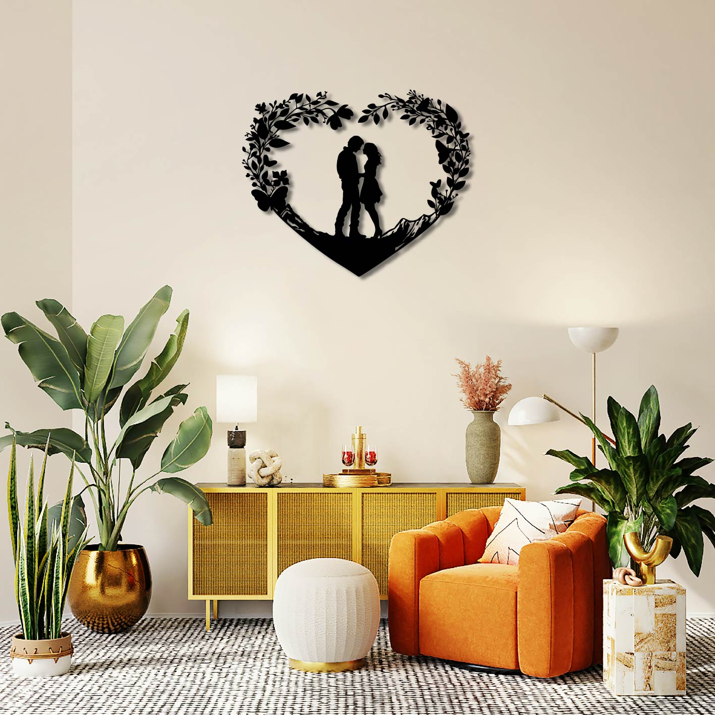 HILLSIDE LOVERS METAL WALL ART