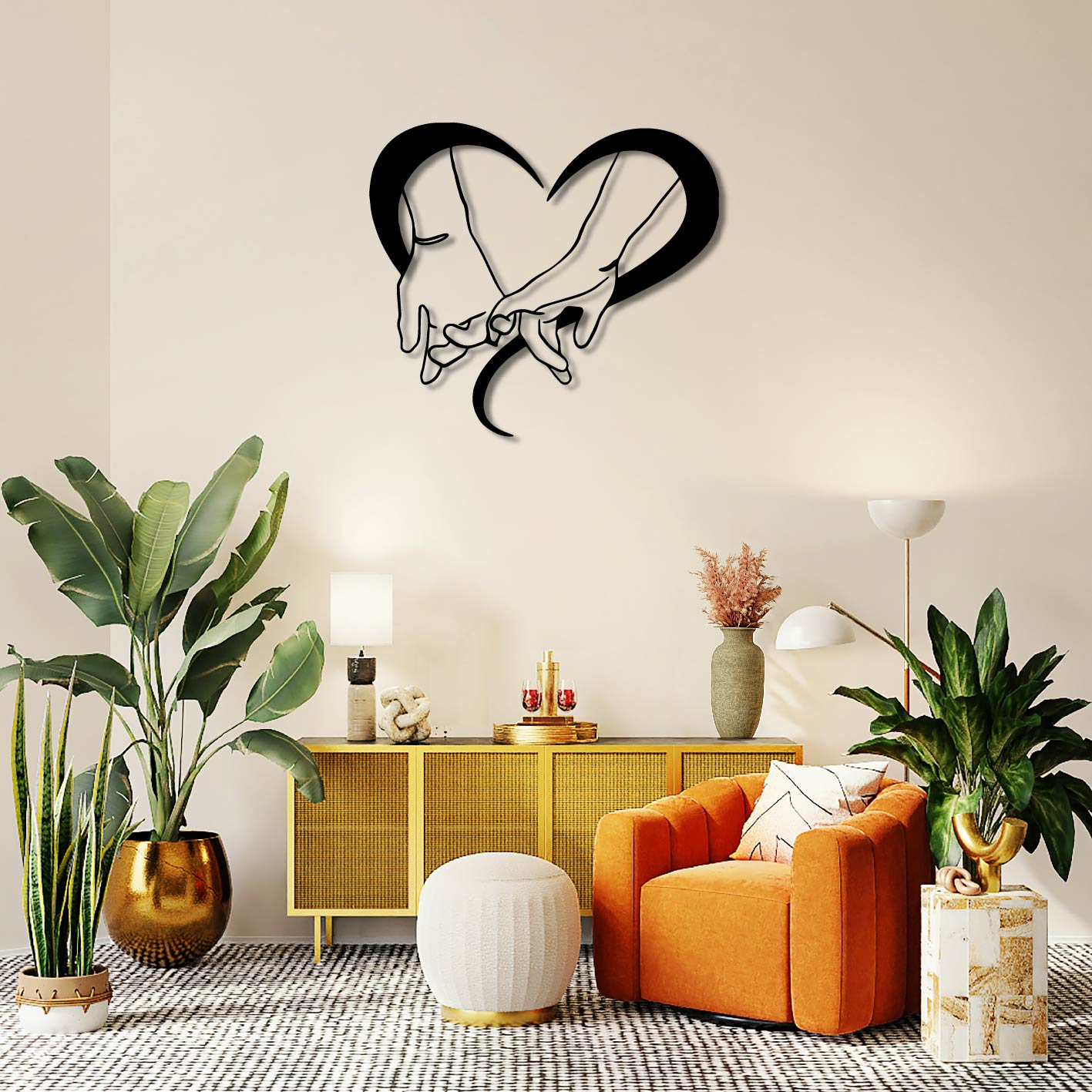 HANDS HEART METAL WALL ART