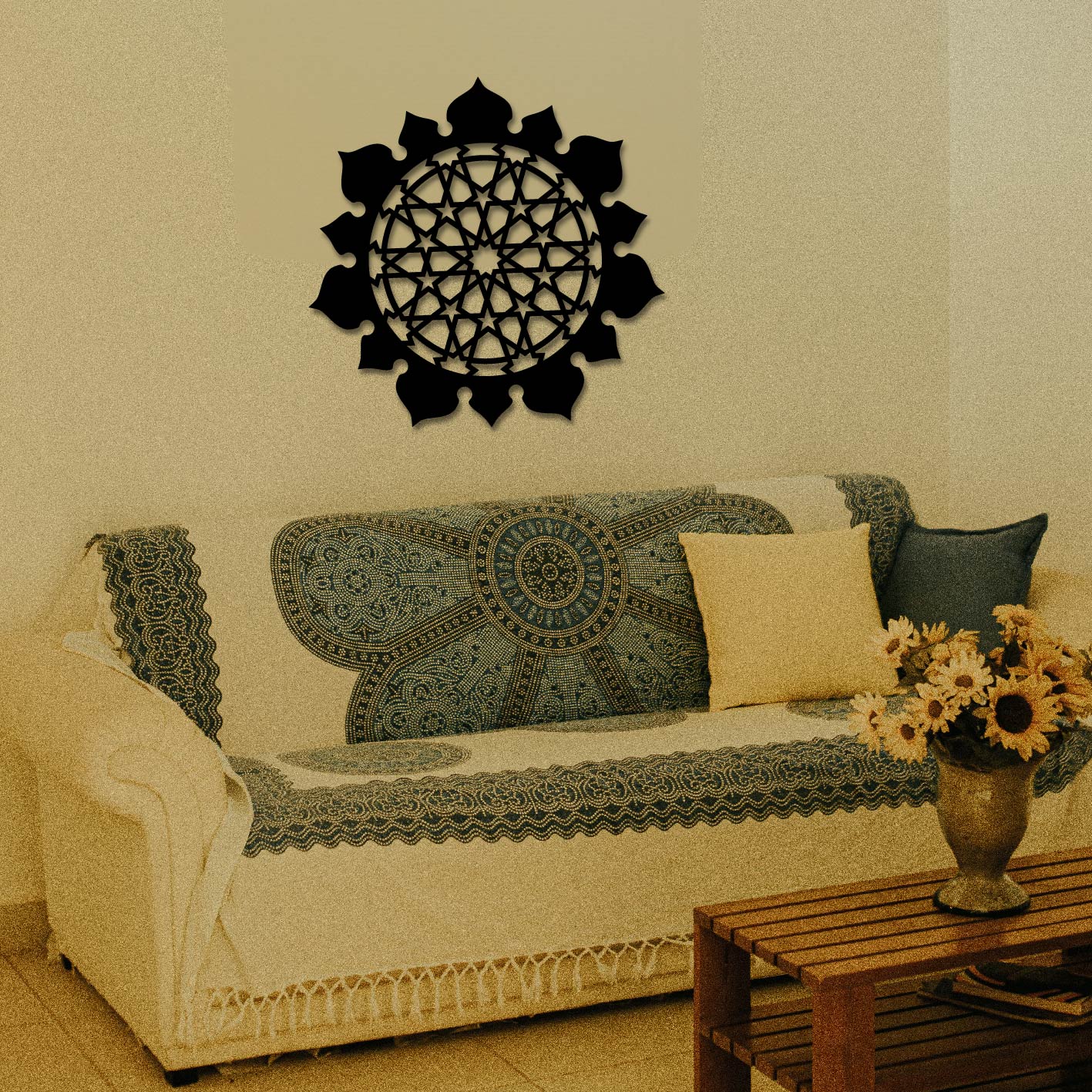 ISLAMIC GEOMETRIC SUN METAL WALL ART