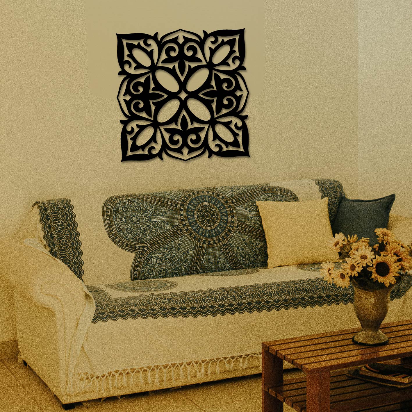 SQUARE VICTORIAN STYLE MANDALA METAL WALL ART