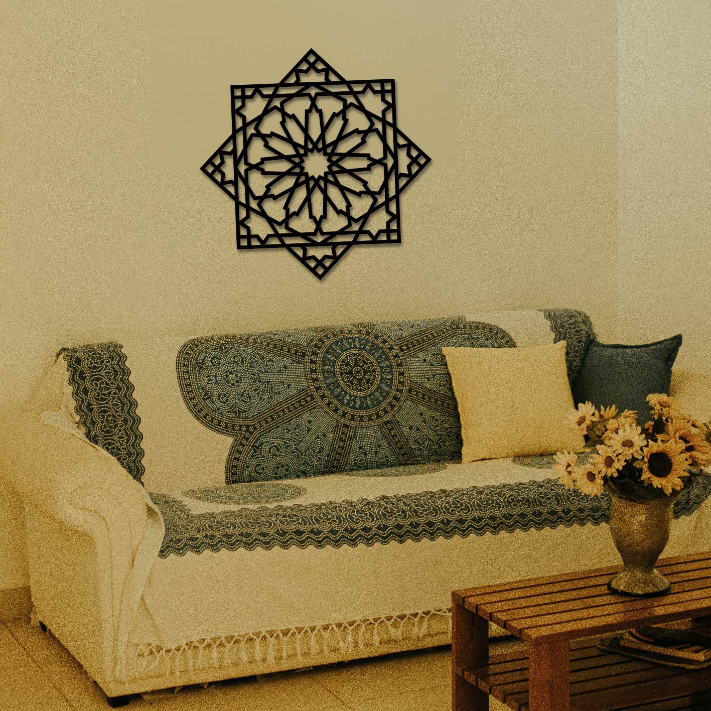 ISLAMIC GEOMETRIC 8 POINT STAR METAL WALL ART