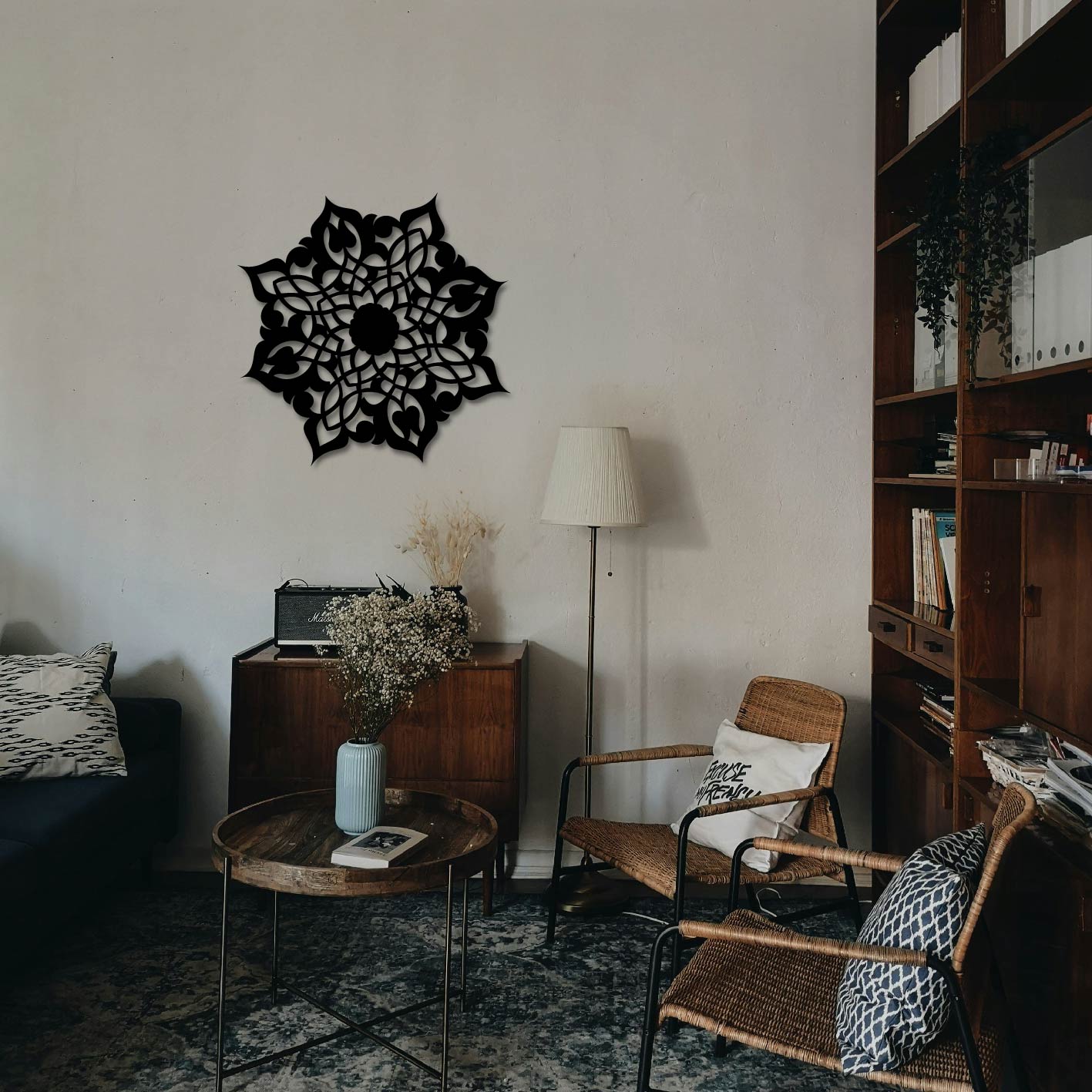 FLOWER PATTERNED MANDALA METAL WALL ART
