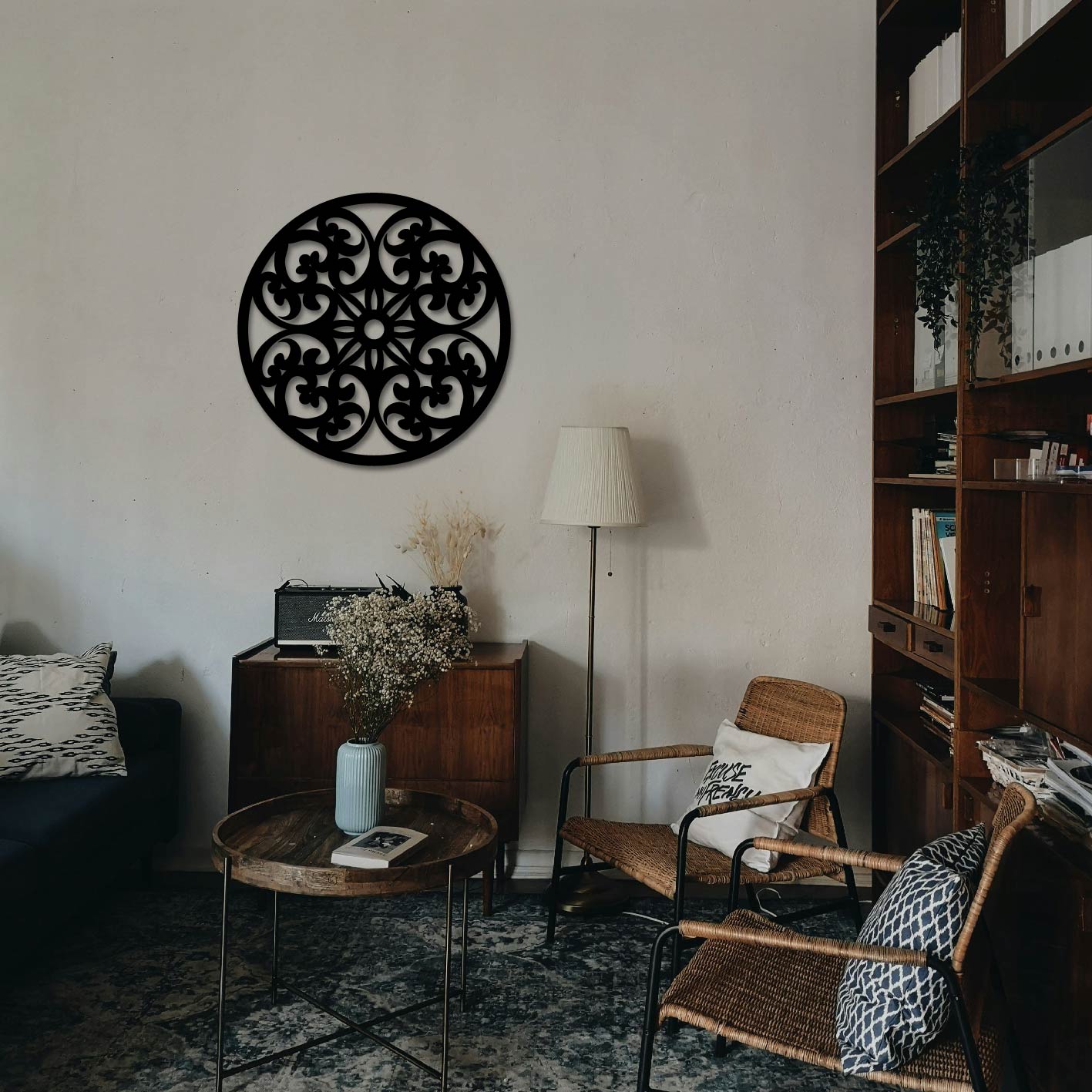 ROUND TILE PATTERN MANDALA METAL WALL ART