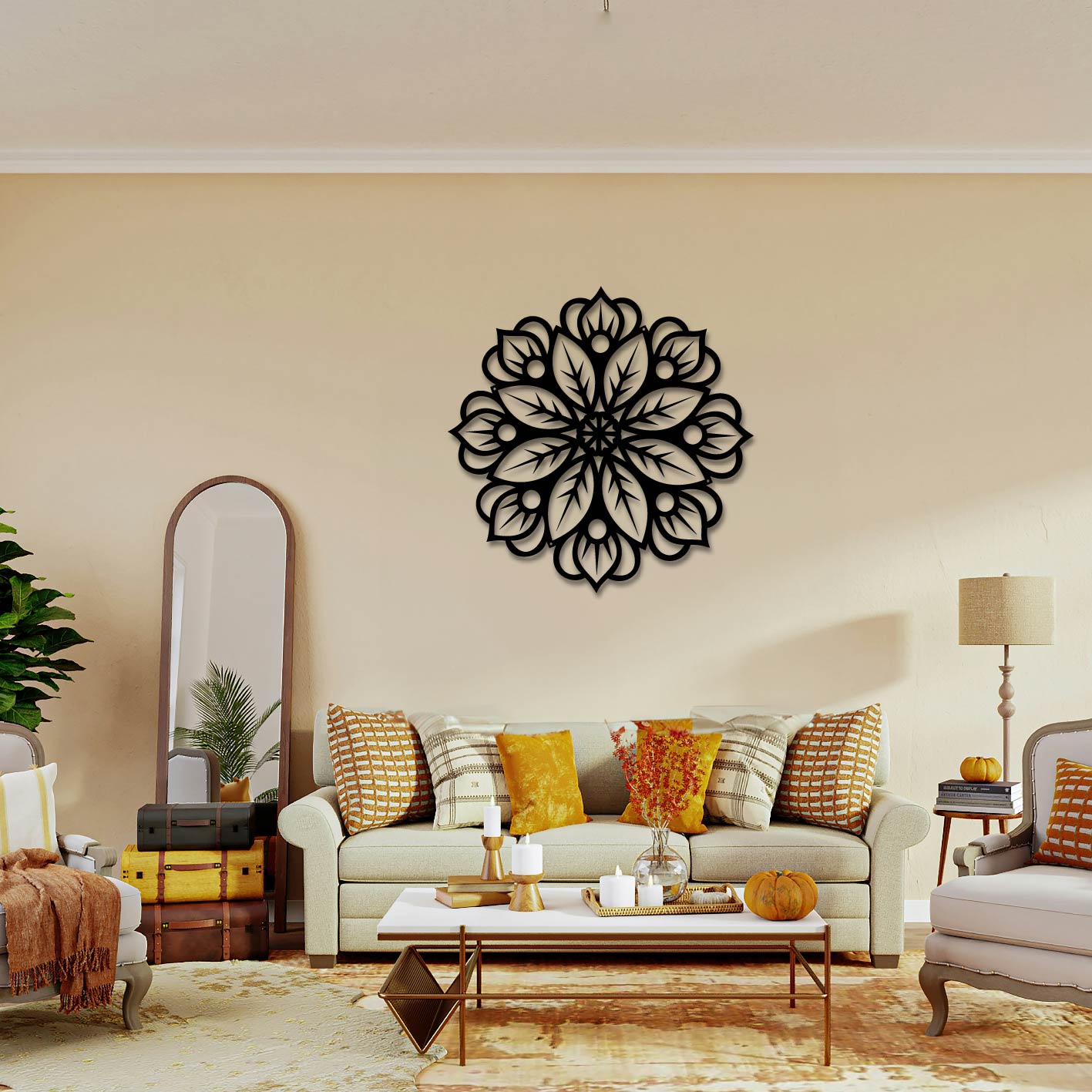 FLORAL MANDALA METAL WALL ART