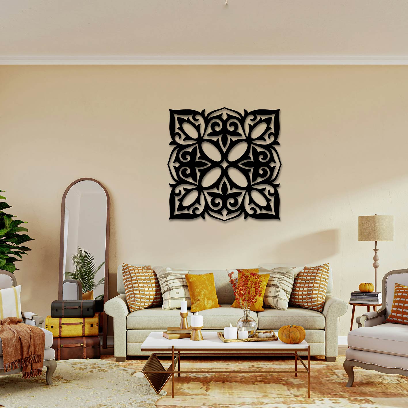 SQUARE VICTORIAN STYLE MANDALA METAL WALL ART