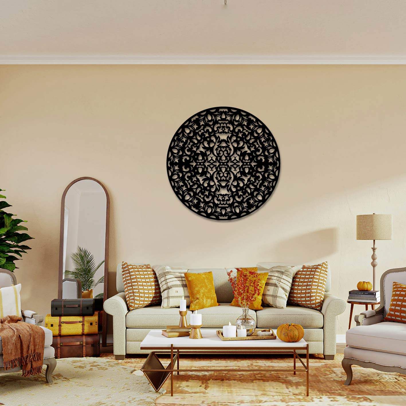 DETAILED DECORATIVE MANDALA METAL WALL ART